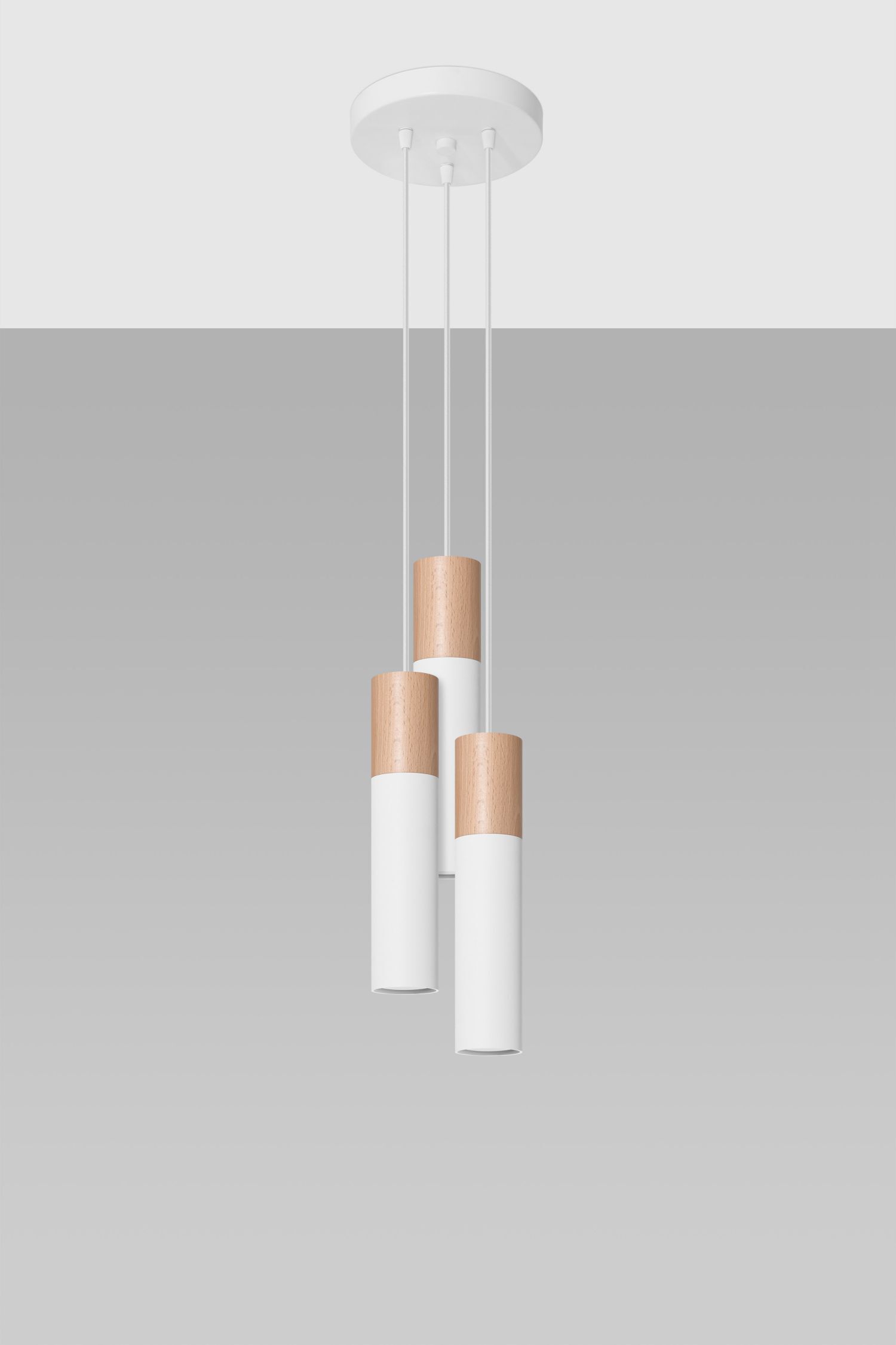 Lampe à suspendre Blanc Naturel 3-flamme GU10 Ø 20 cm Métal Bois