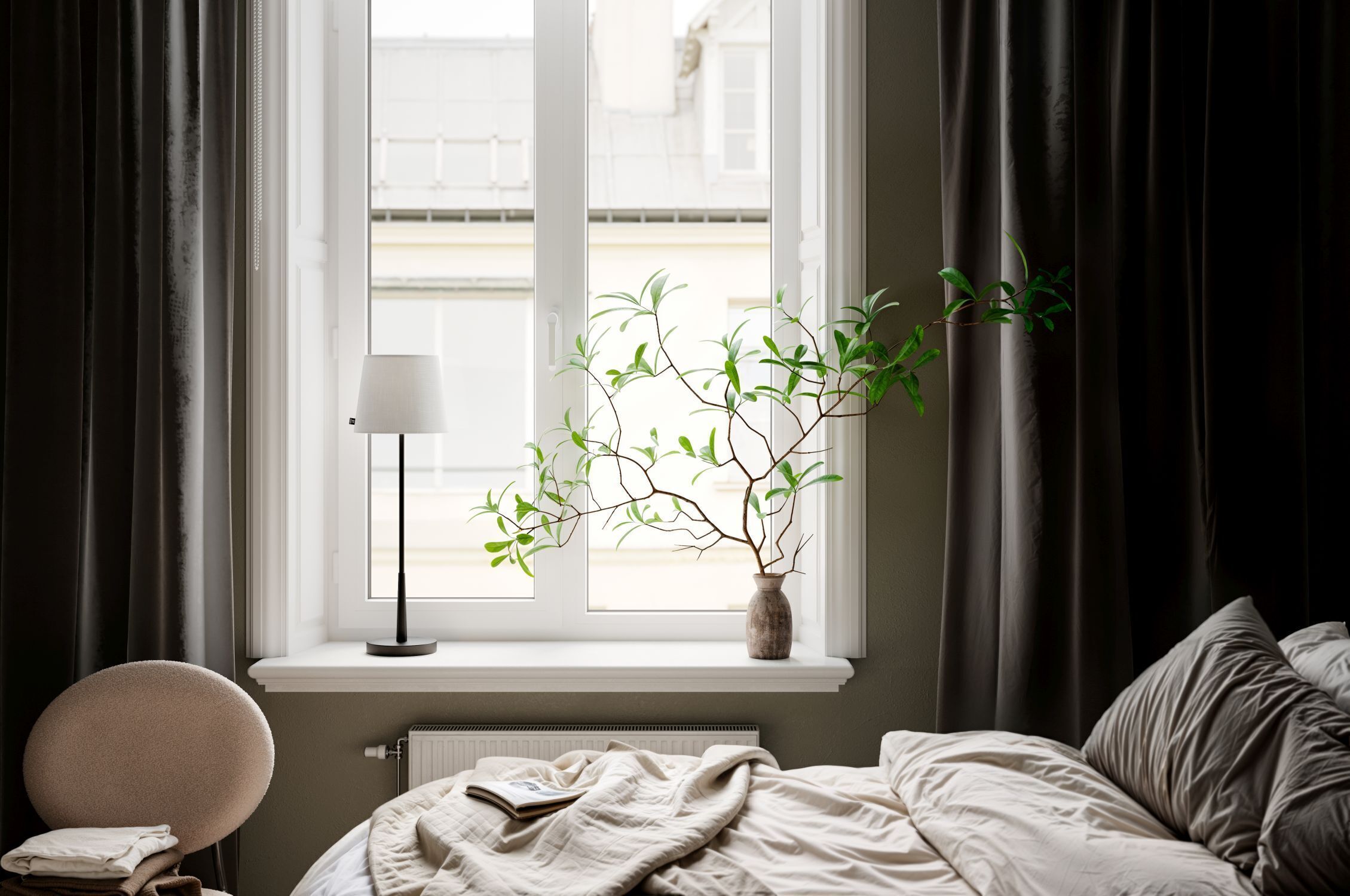 Fenster, Pflanze, Fensterbank, Lampe