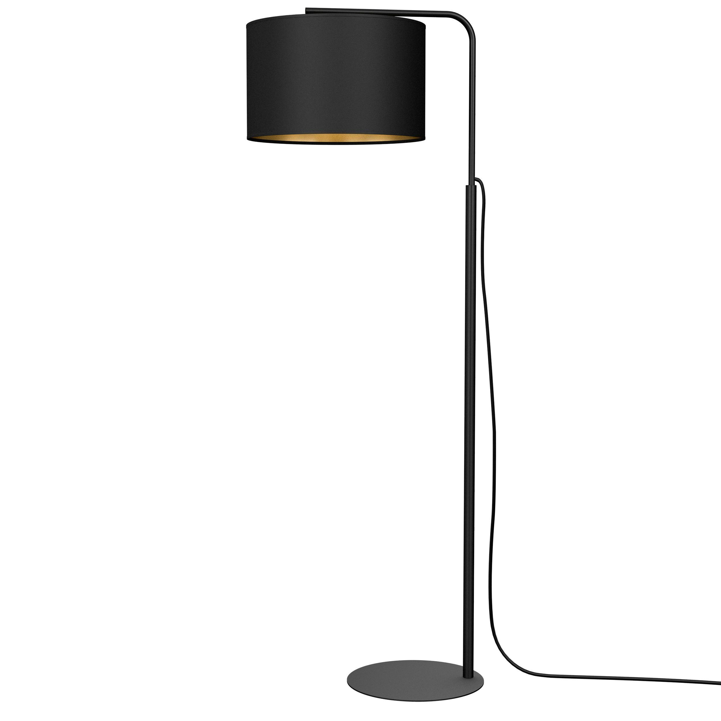 Lampadaire tissu métal 151 cm salon noir or