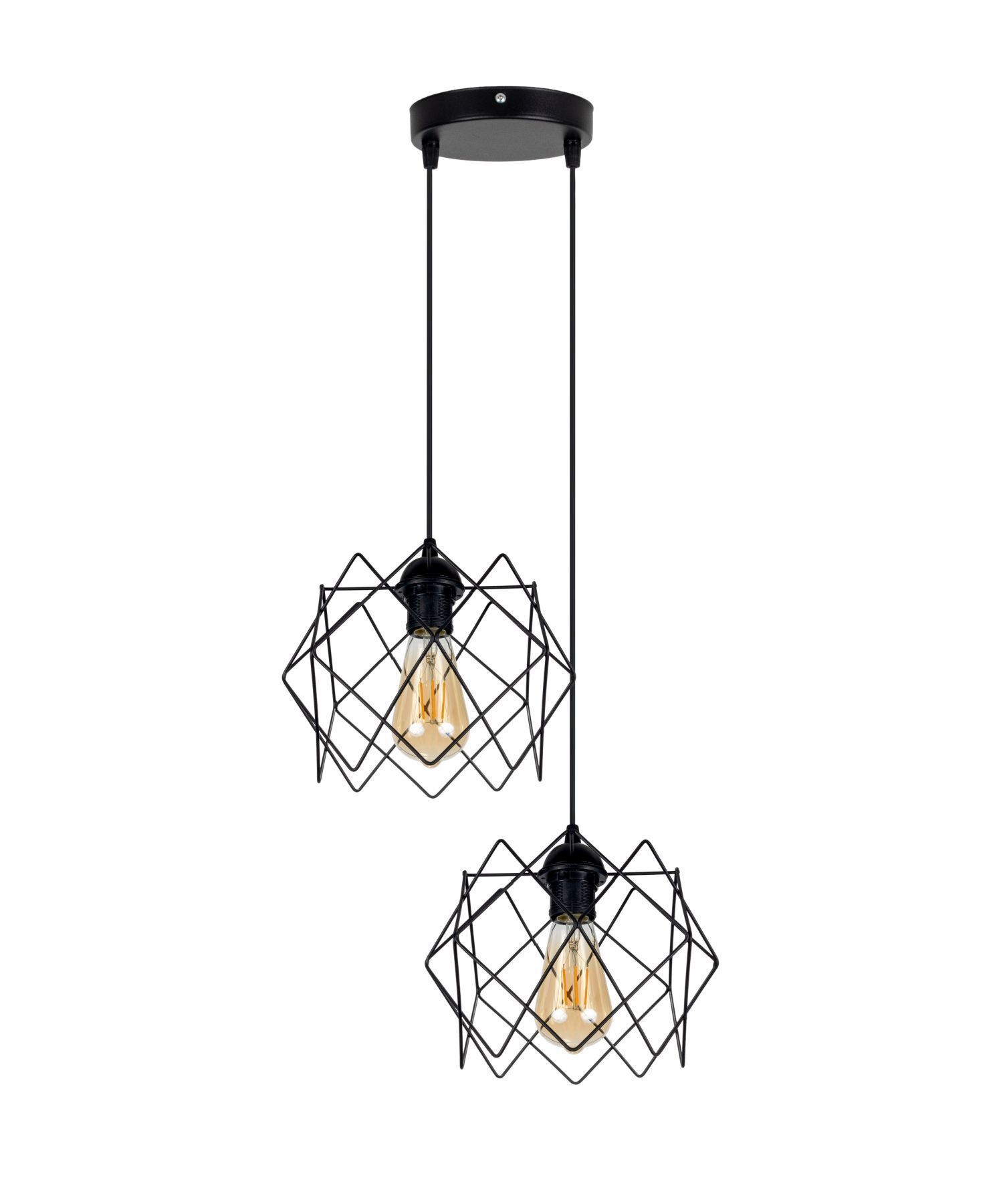 Loft Lampe à suspendre Noir Métal L:20 cm E27 décoratif