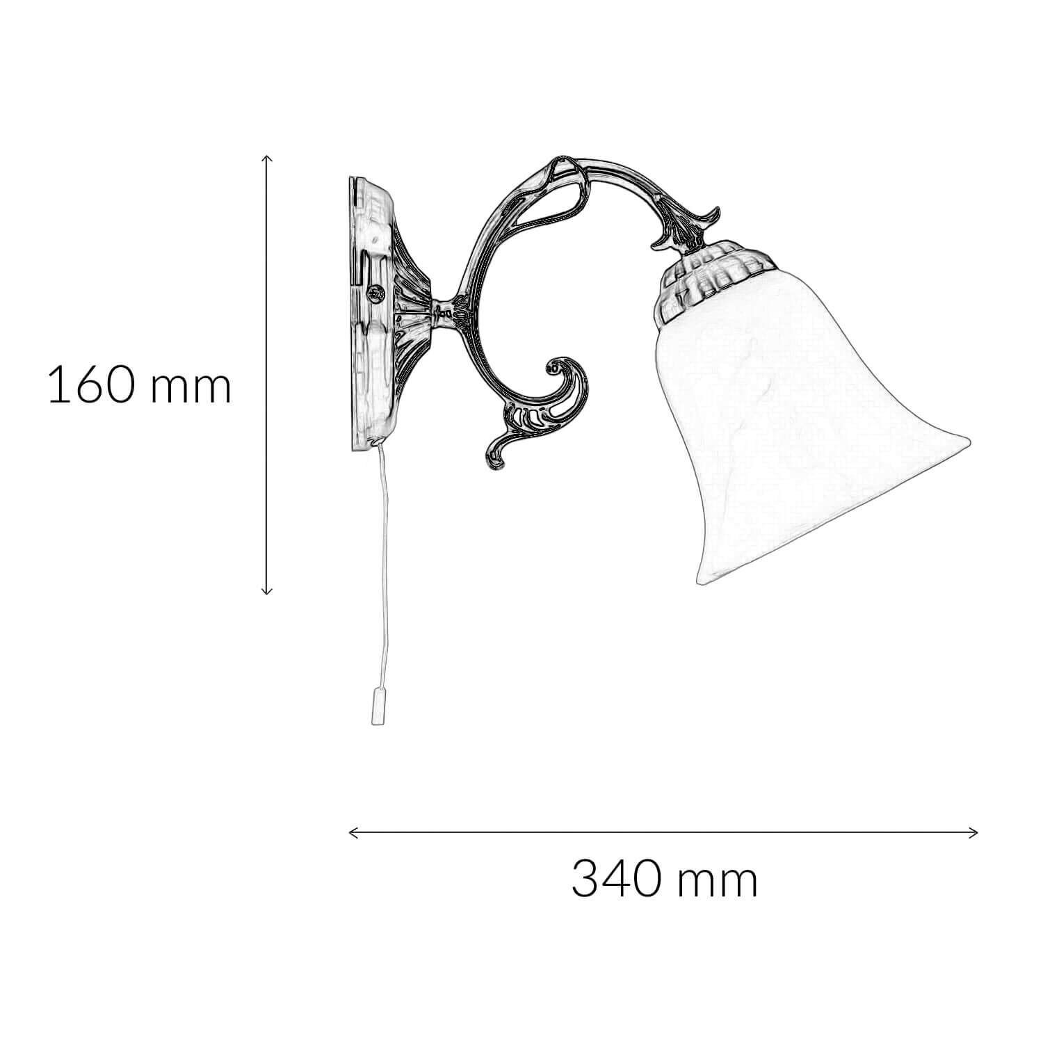 Applique murale Art Nouveau avec abat-jour en verre couleur bronze