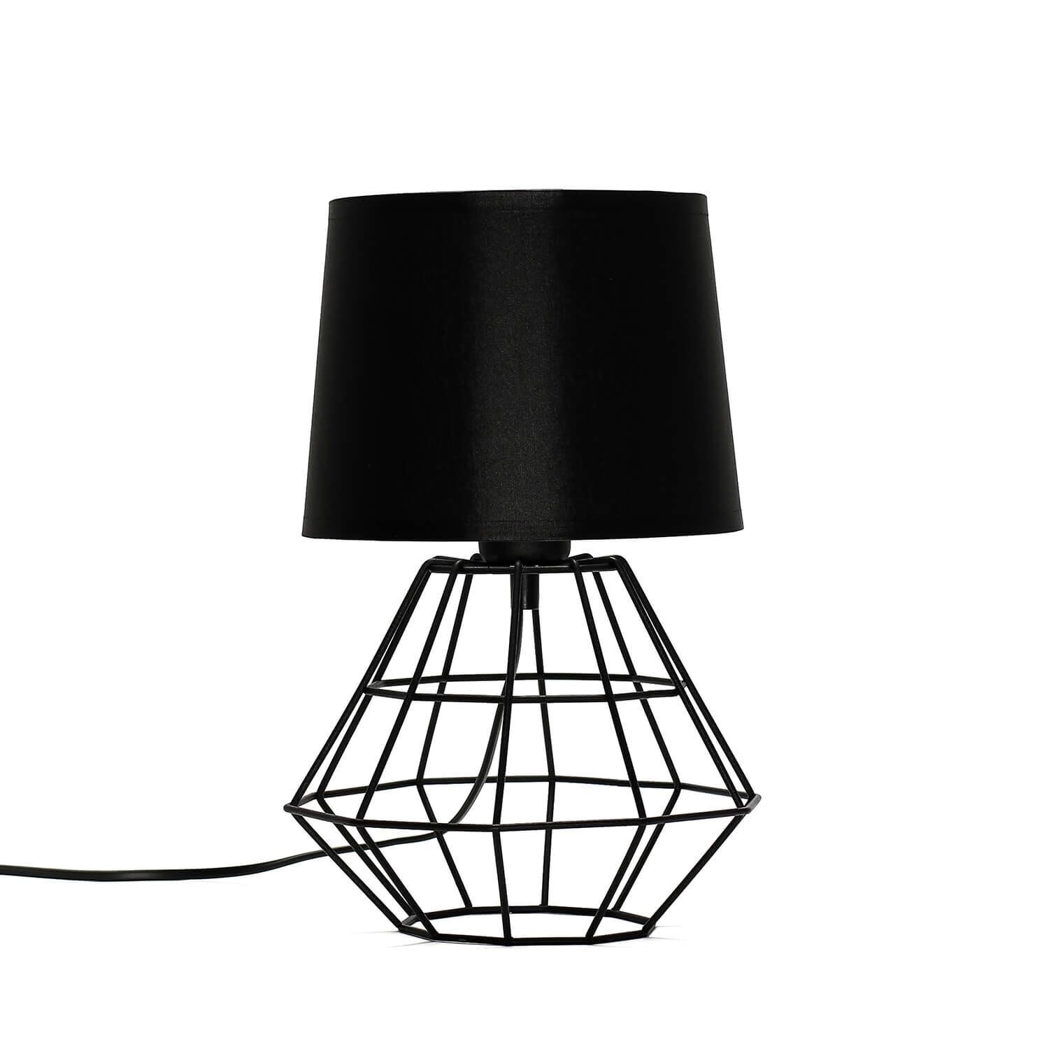 Lampe de table noir E27 métal tissu 34 cm