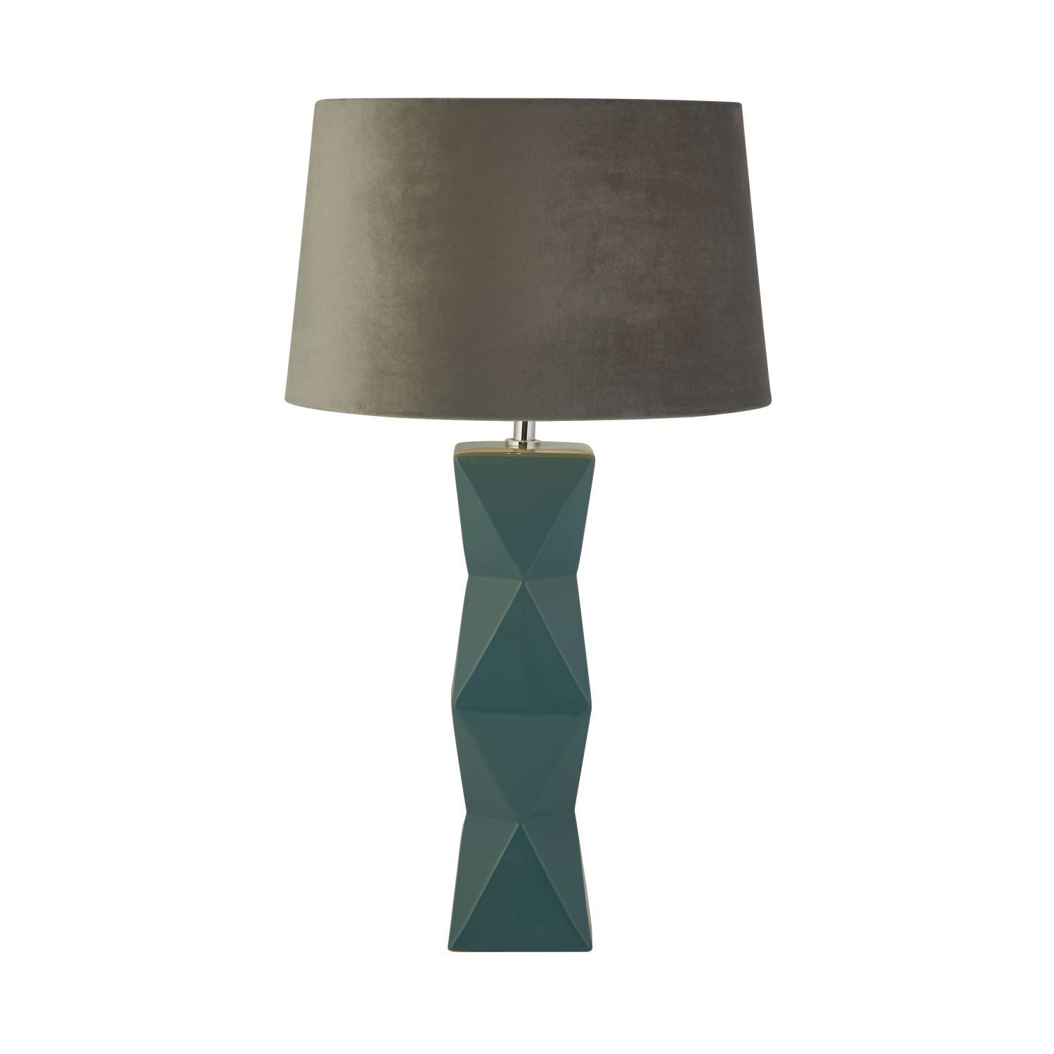 Lampe de table Bleu Gris E27 61 cm Ø 35 cm Céramique Tissu