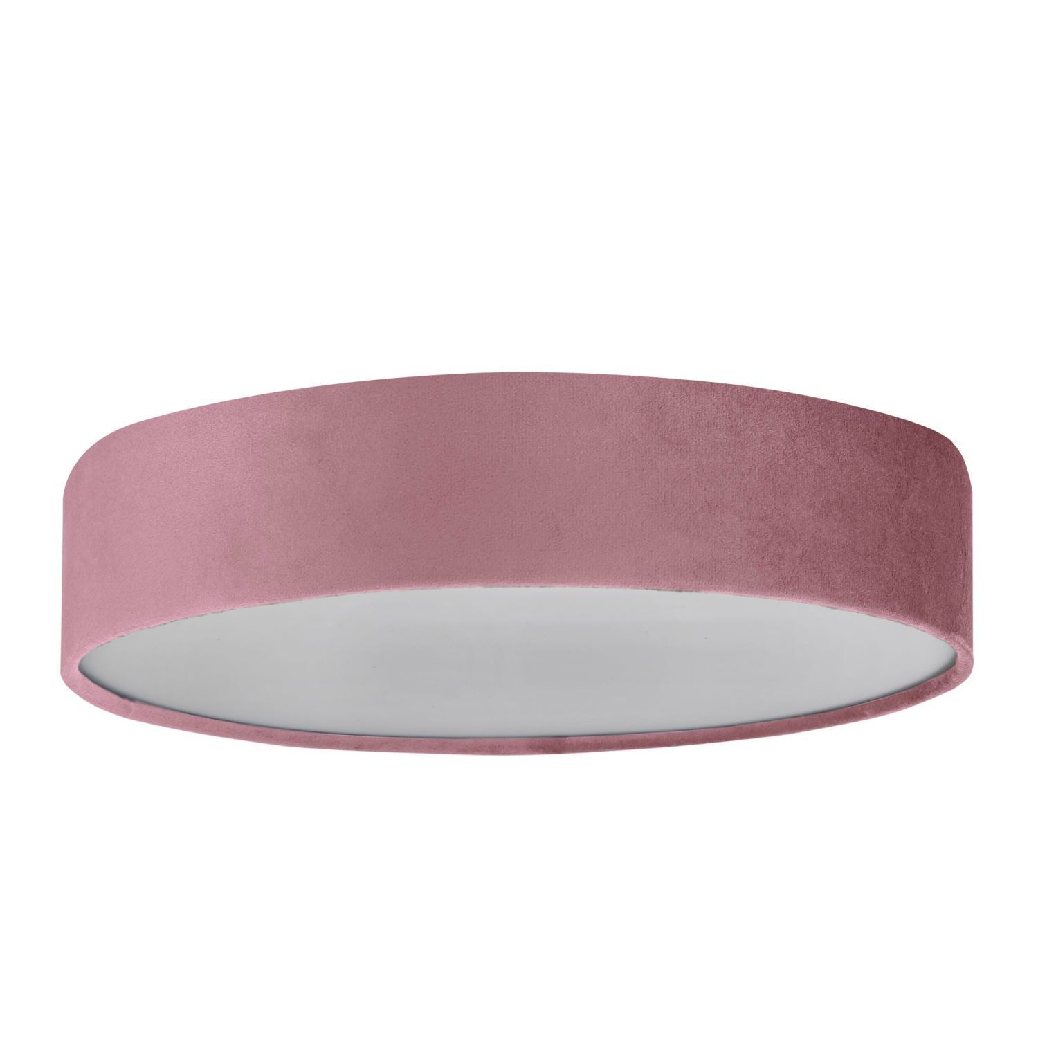 Plafonnier rond Ø 50cm H : 10cm Abat-jour rose velours 3x E27