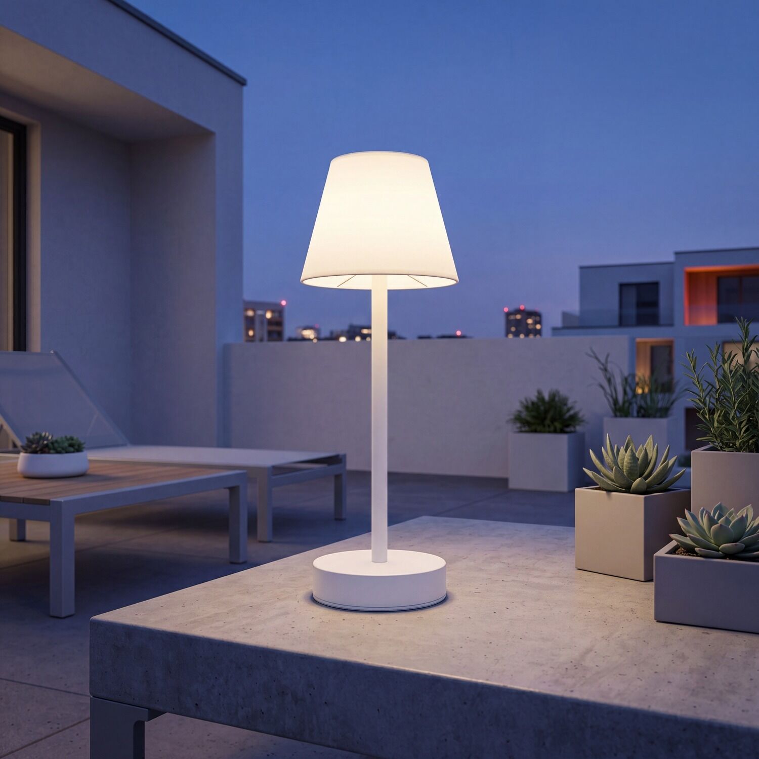 Lampe de table LED sans fil Touch Dimmer 32 cm IP44 blanc 4000K