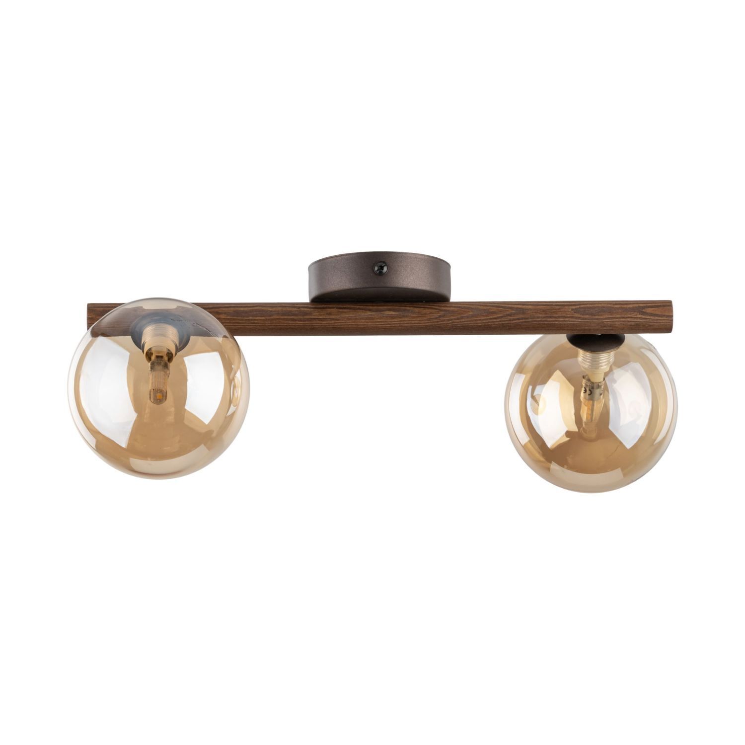 Wandleuchte, Holzdekor, Doppelglobe, E26, Wandlampe