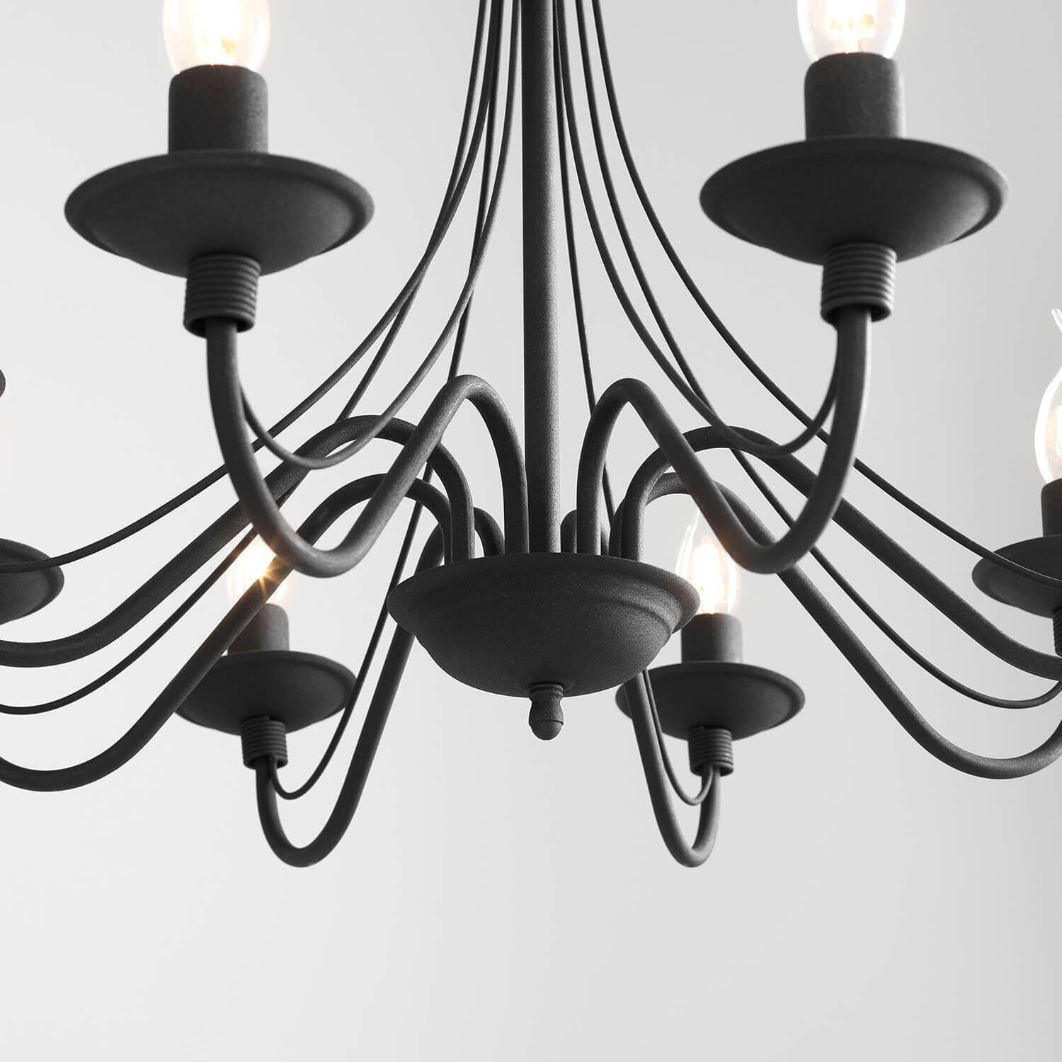 Lustre Métal Noir Rustique E14 Salle à manger Leuchter, Lampe