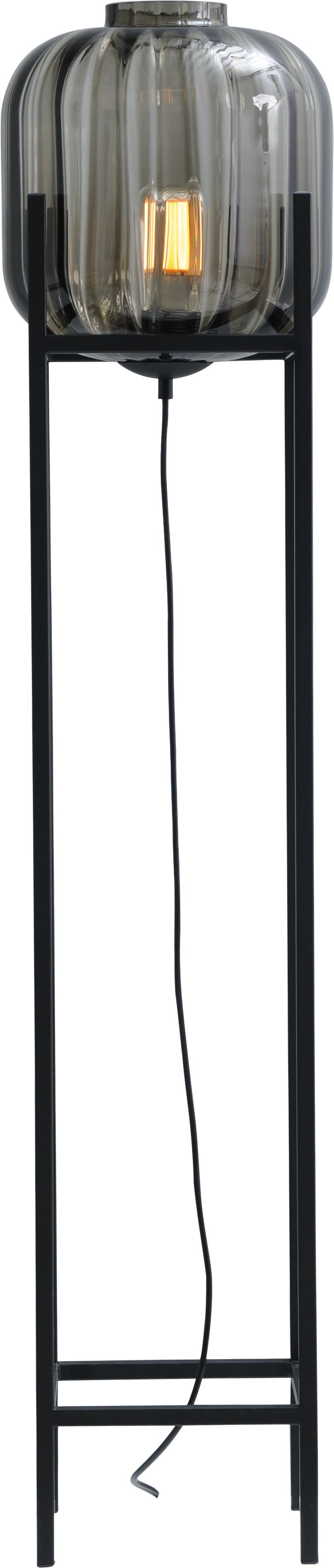 Petit lampadaire verre métal 138 cm noir E27