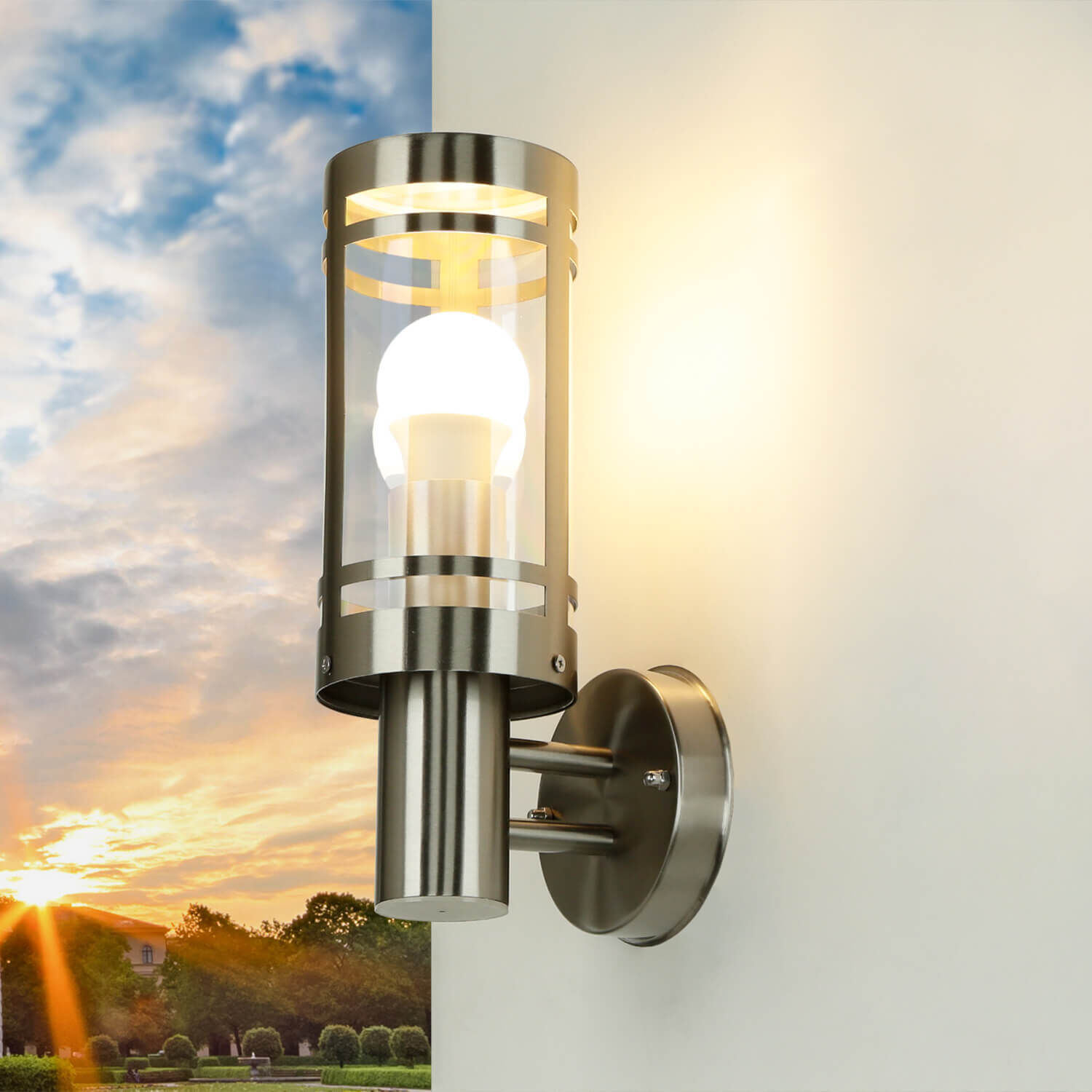 Lampe murale extérieure Acier inoxydable Moderne IP44 Jardin Cour Beleuchtung, Leuchte