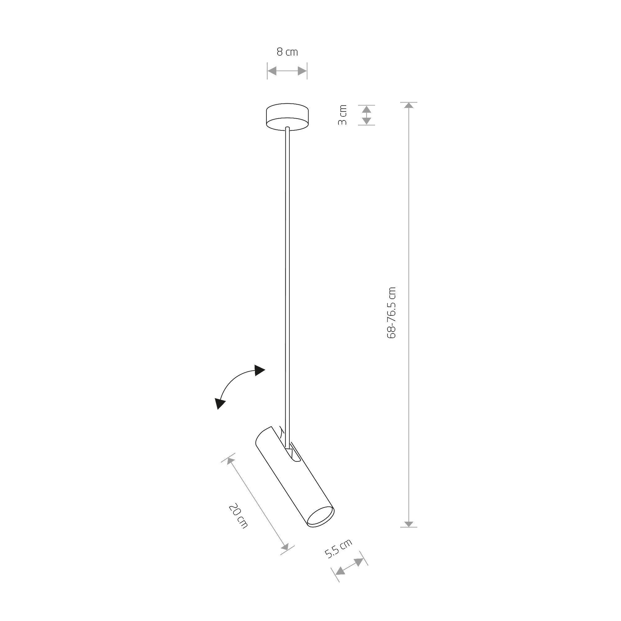 pendant light, track light, cylindrical lamp, ceiling mount, adjustable height