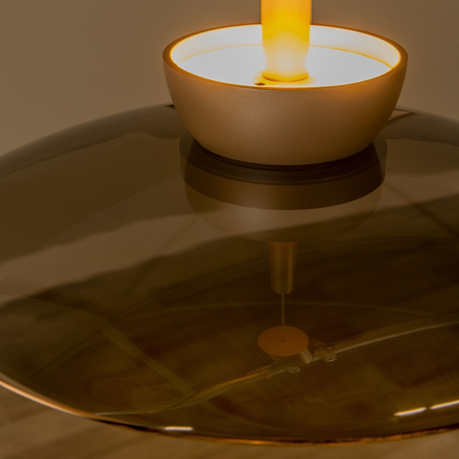 LED Hängelampe Glas 2700 K B:32 cm Bernstein edel Moebel, Tabelle, Lampe, Tischplatte