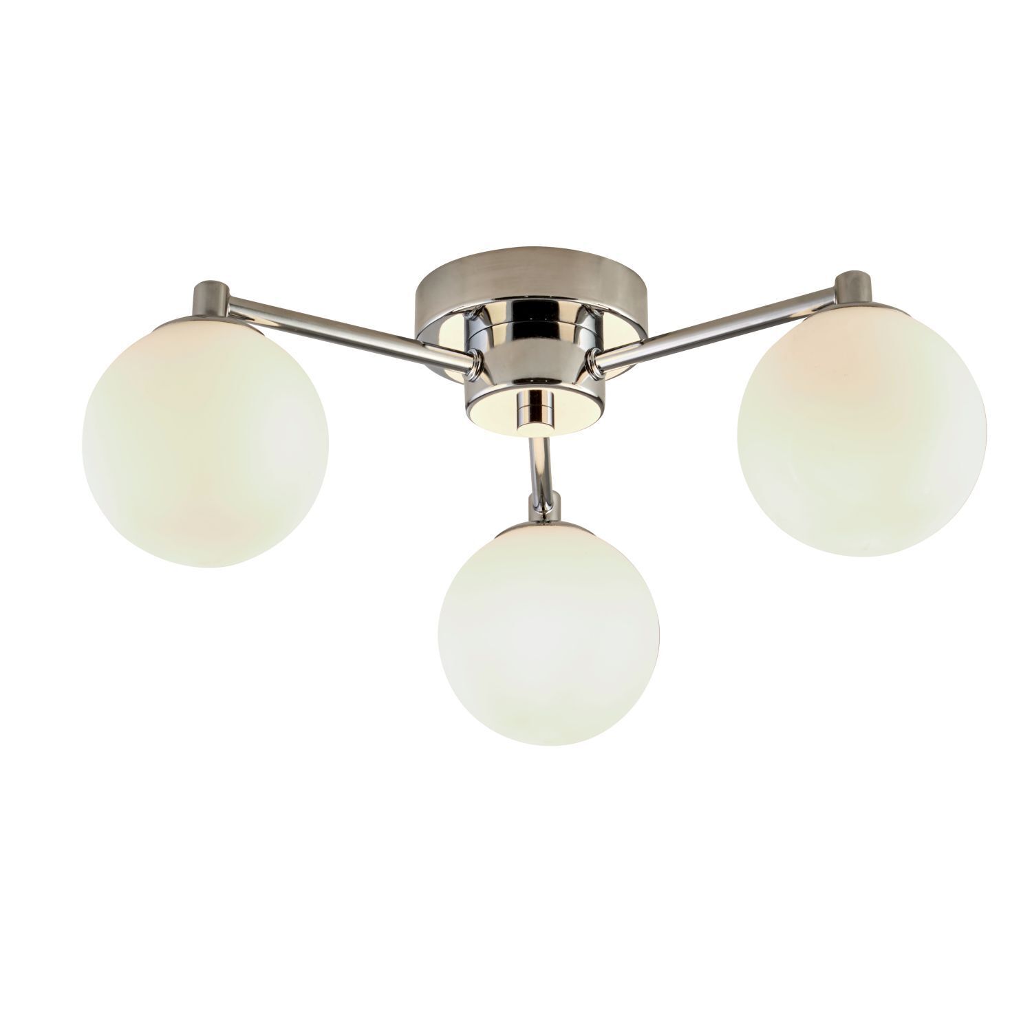 Plafonnier 3 flammes chrome blanc G9 métal art nouveau