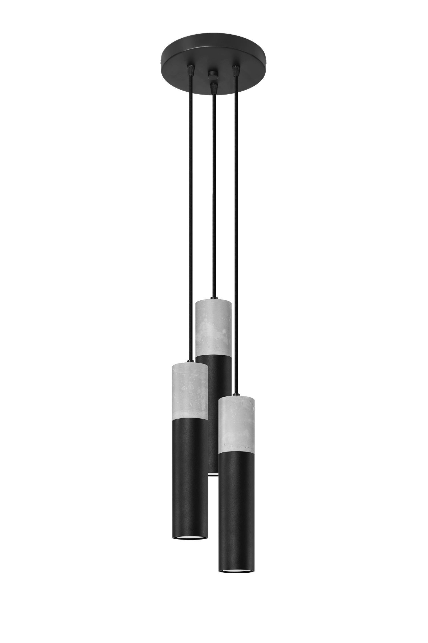 Lampe à suspendre Noir Gris Ø 20 cm Métal Béton 3 flammes