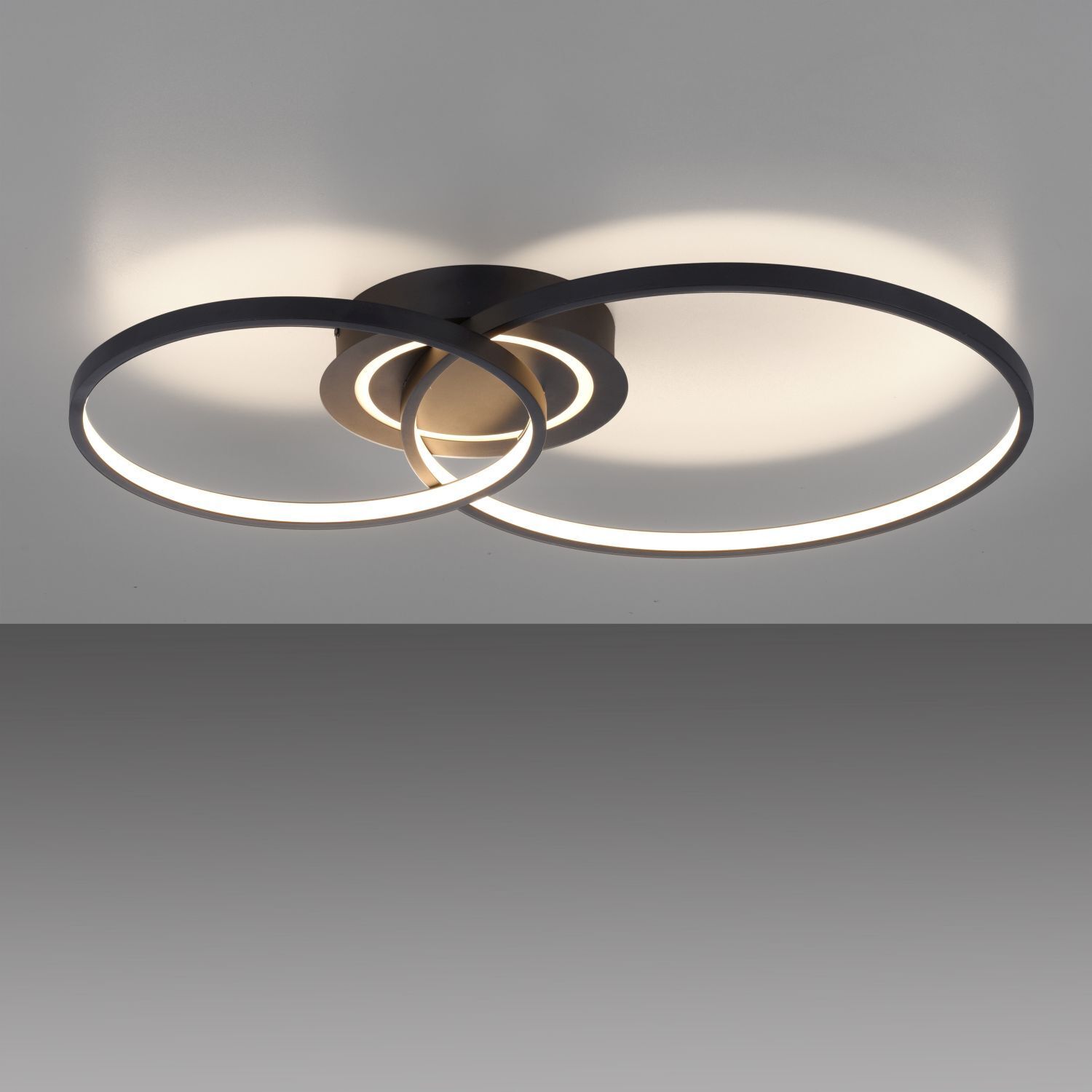 Plafonnier LED stylé Métal noir 3000 K anneaux
