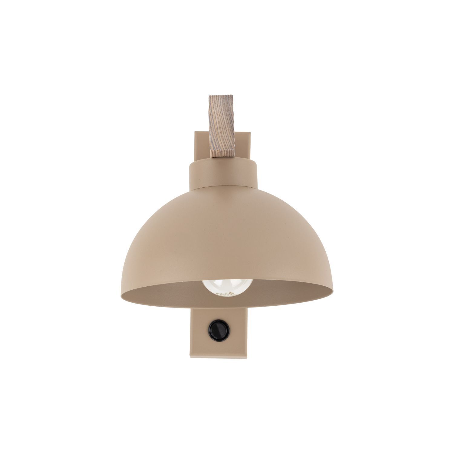 Wandleuchte mit Schalter Holz Metall Beige E27 B:18 cm Wandleuchte, Wandlampe, Beige, Metall, Kabelhalterung