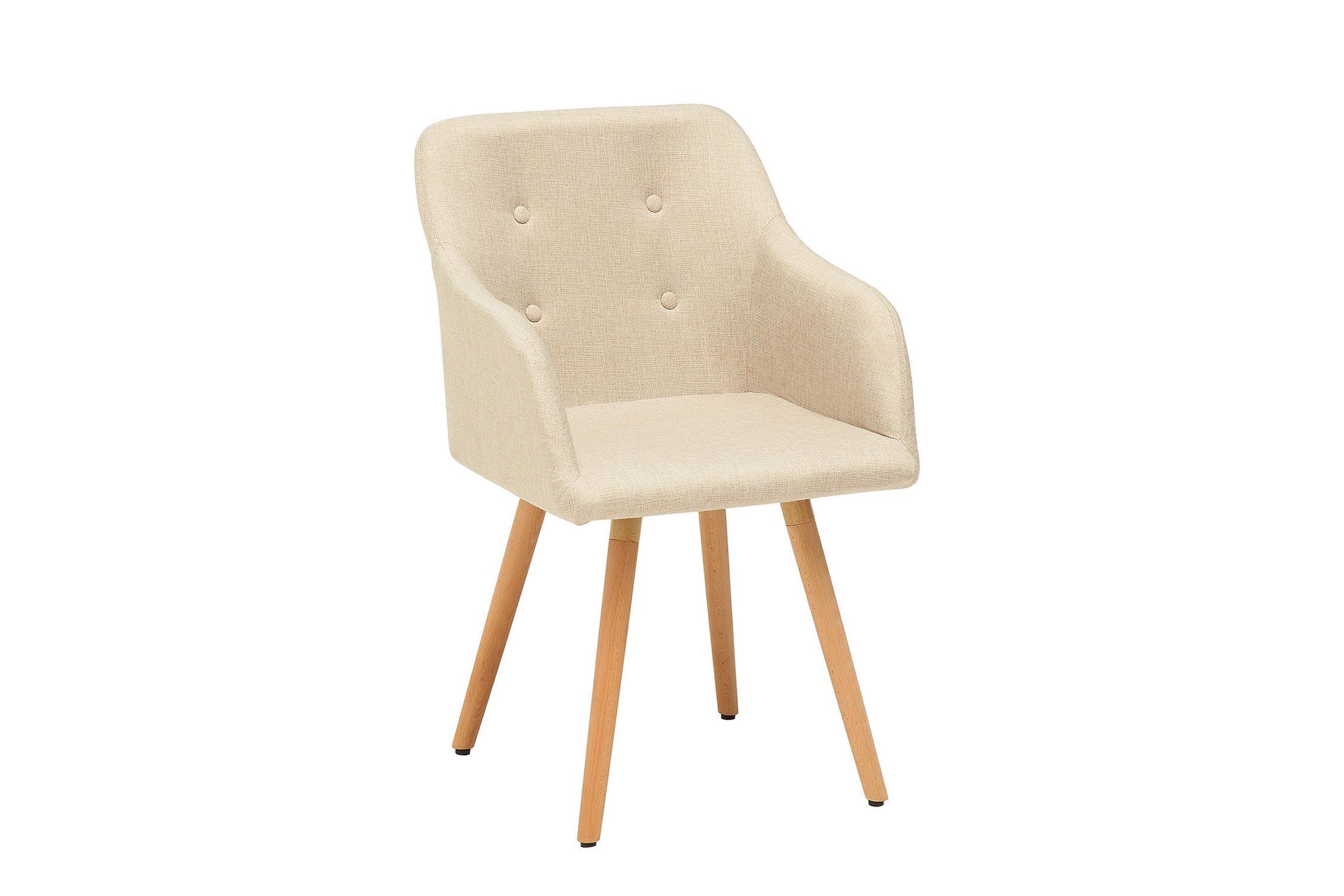 Chaise de salle à manger Tissu Bois avec accoudoirs Naturel Scandinave Moebel, Stuhl