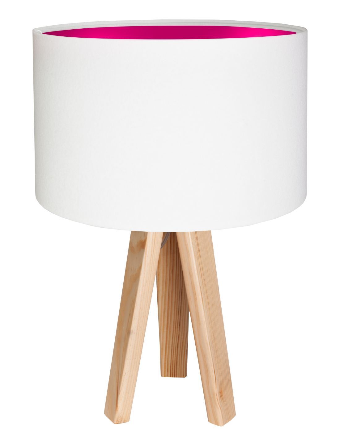 Lampe de table JERRY Blanc Rose Bois 46cm Tripode Rétro