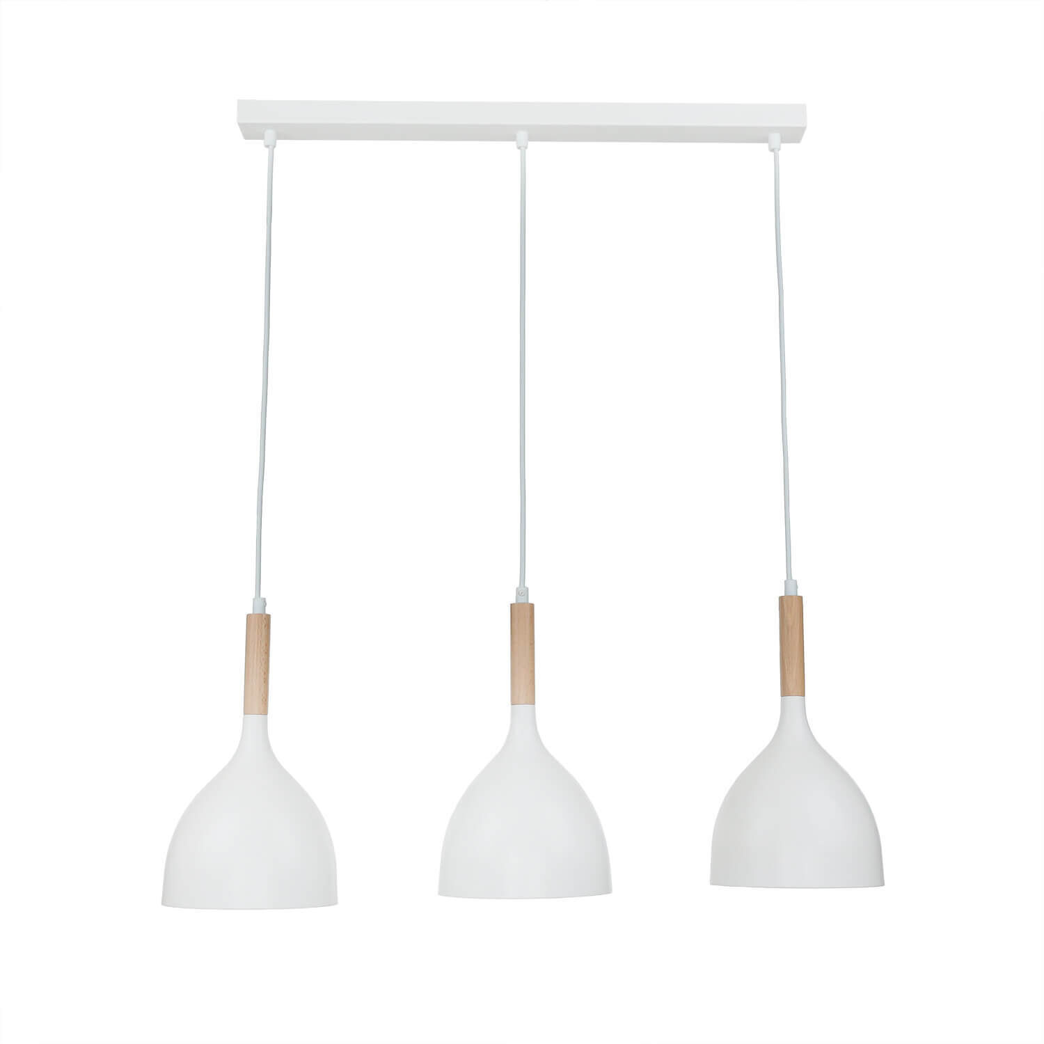 Lampe à suspendre Blanc Métal Bois 3 flammes