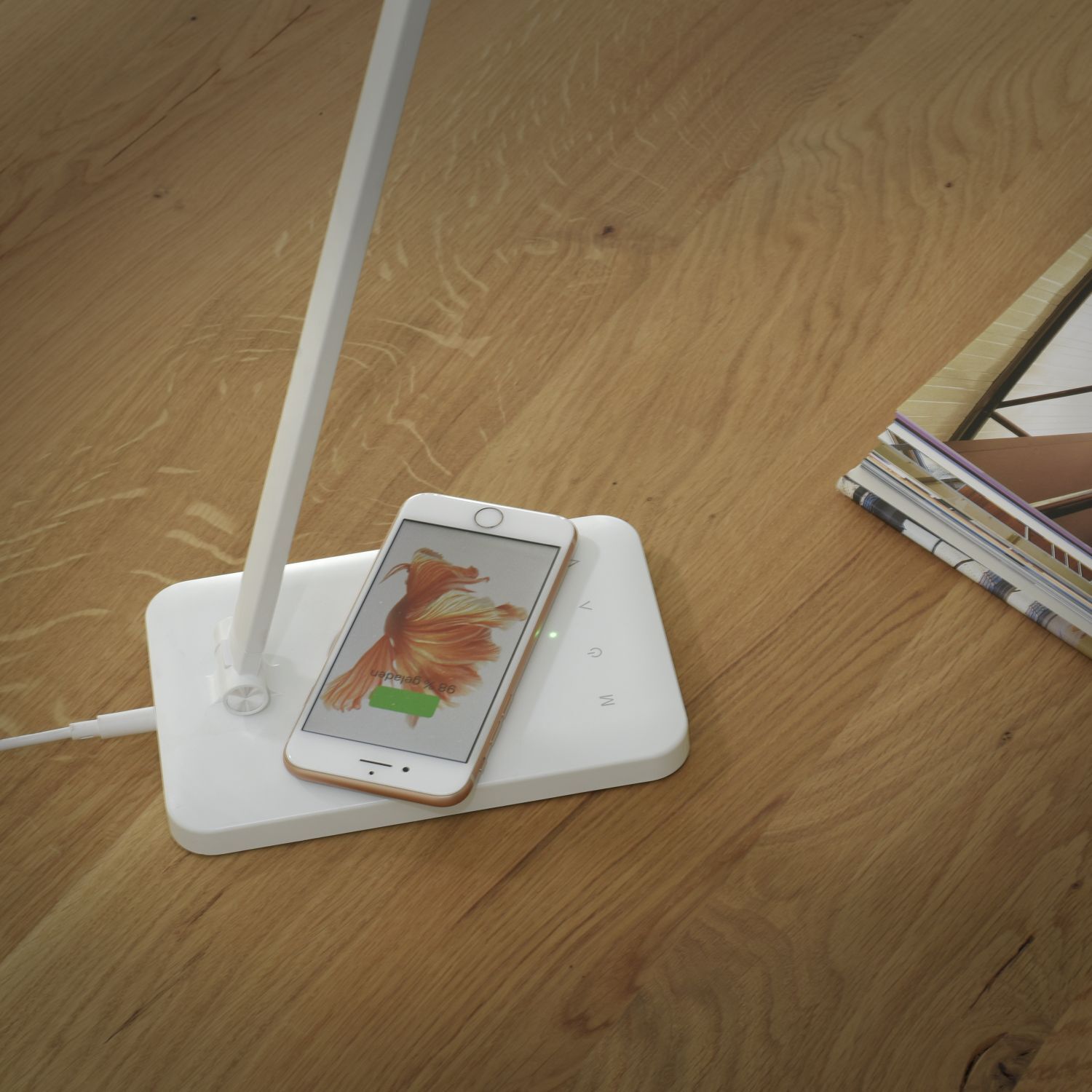 Lampe de bureau LED blanche Touch 61,5 cm 5 W flexible Elektronik, Handy, Telefon, Iphone, Holz