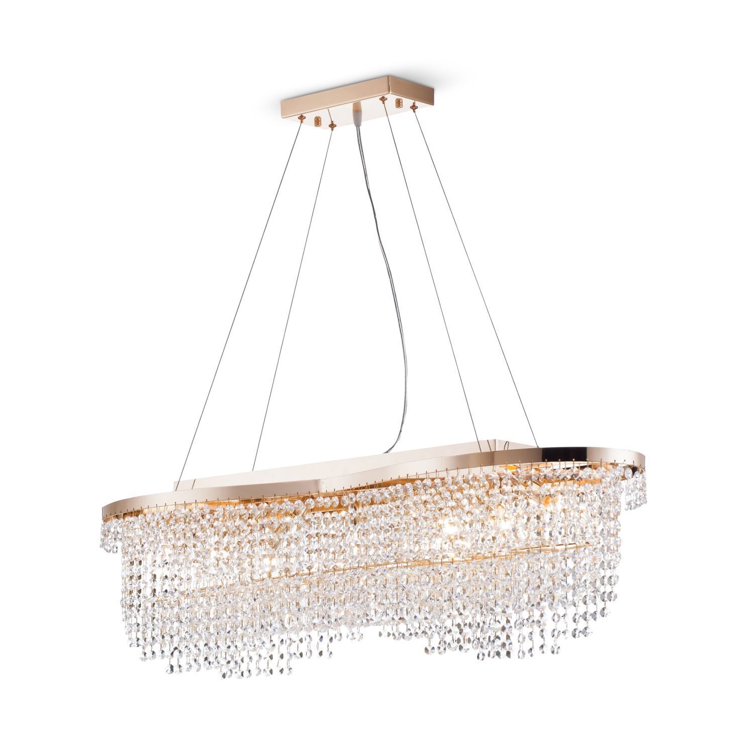 Lampe à suspendre métal E14 H : max. 68 cm cristal allongé