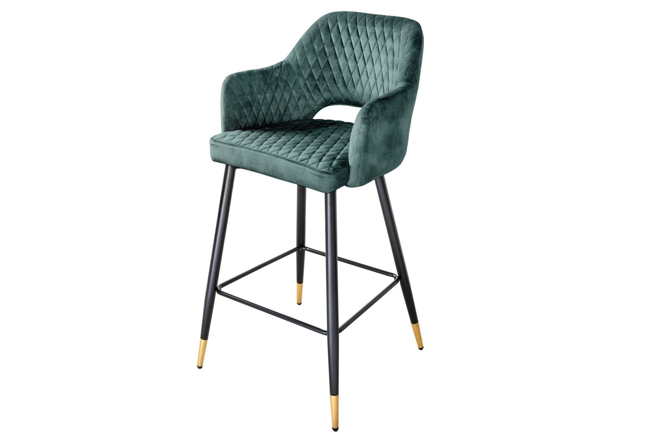 Chaise de bar noir or en velours métal rétro design