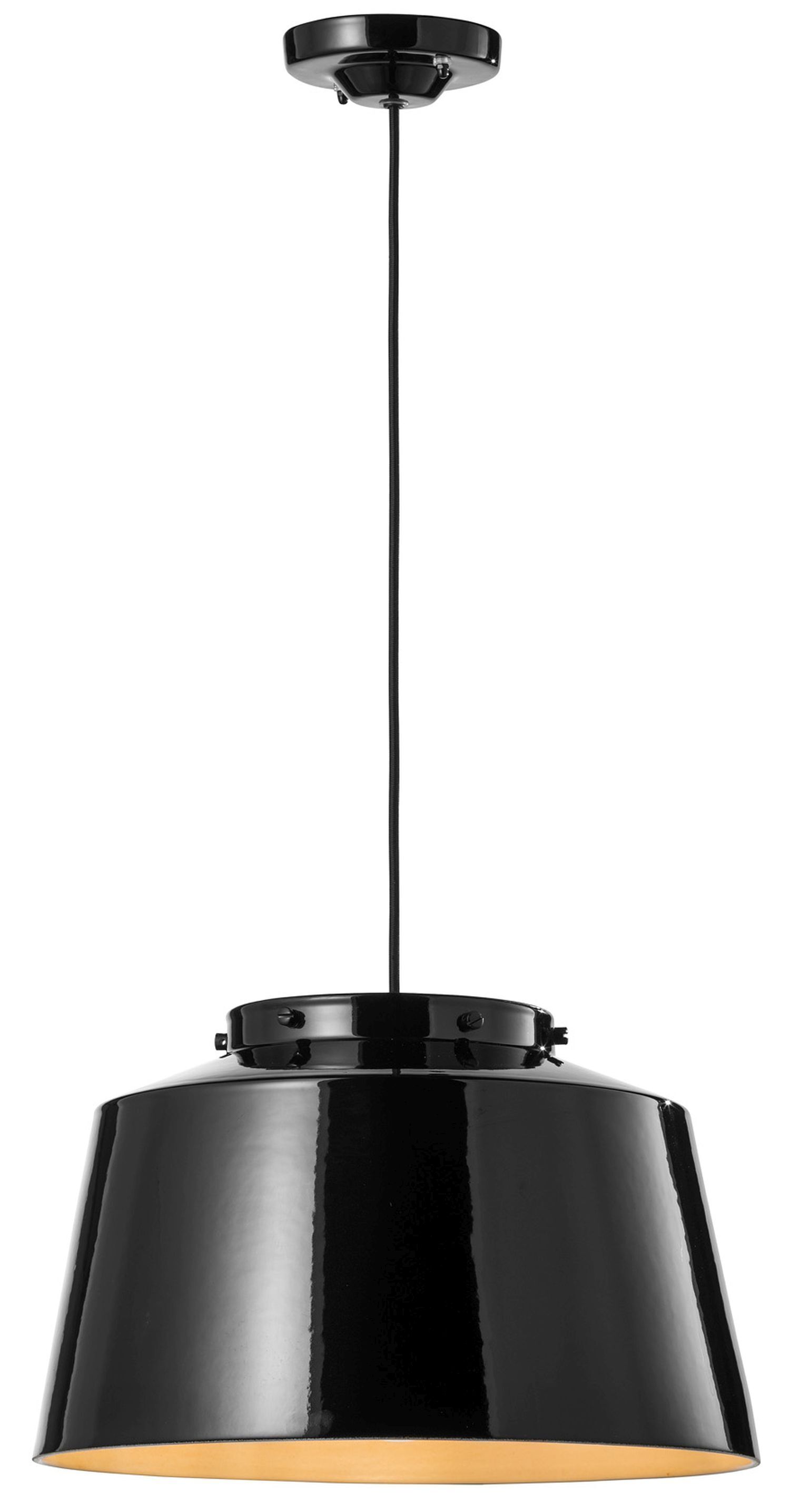 Suspension métal céramique Ø 40 cm rond noir E27