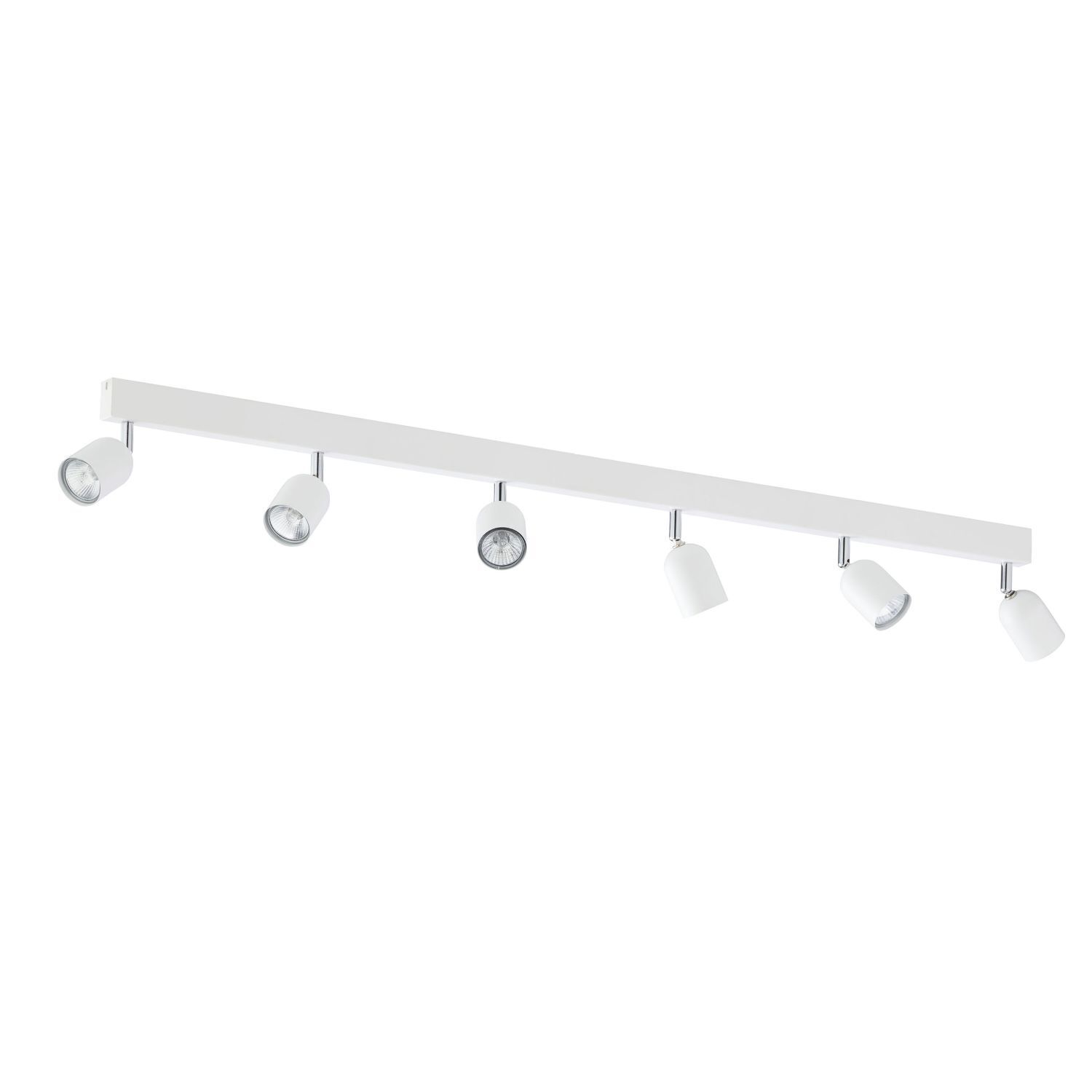 Grand spot de plafond blanc métal 6 flammes 127 cm de long