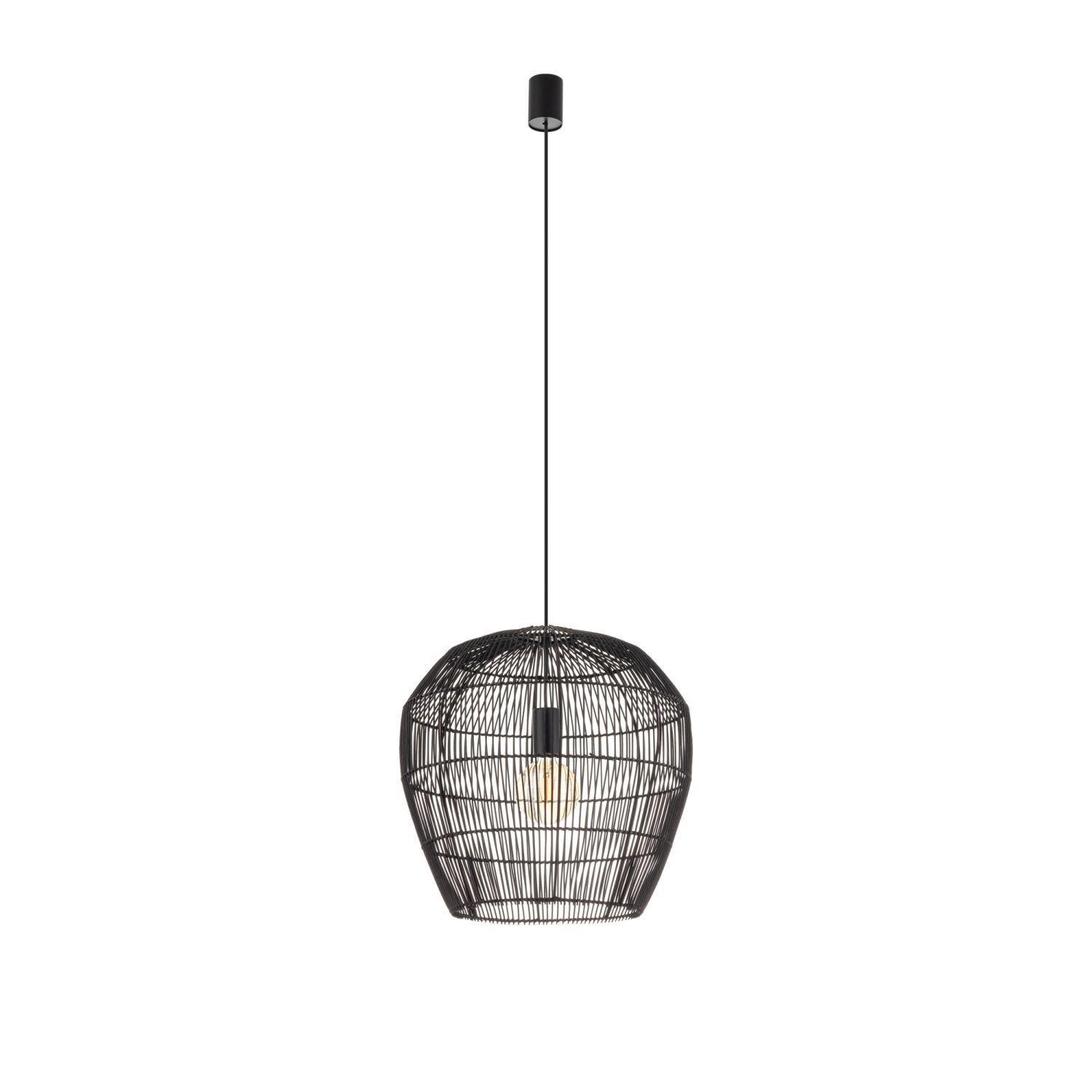 Lampe à suspendre E27 bambou noir Ø43 cm ajustable