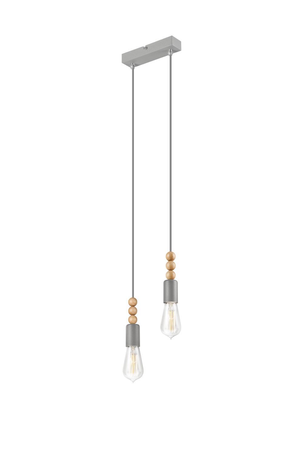 Lampe suspendue Salle à manger Argent Métal Bois Lampe