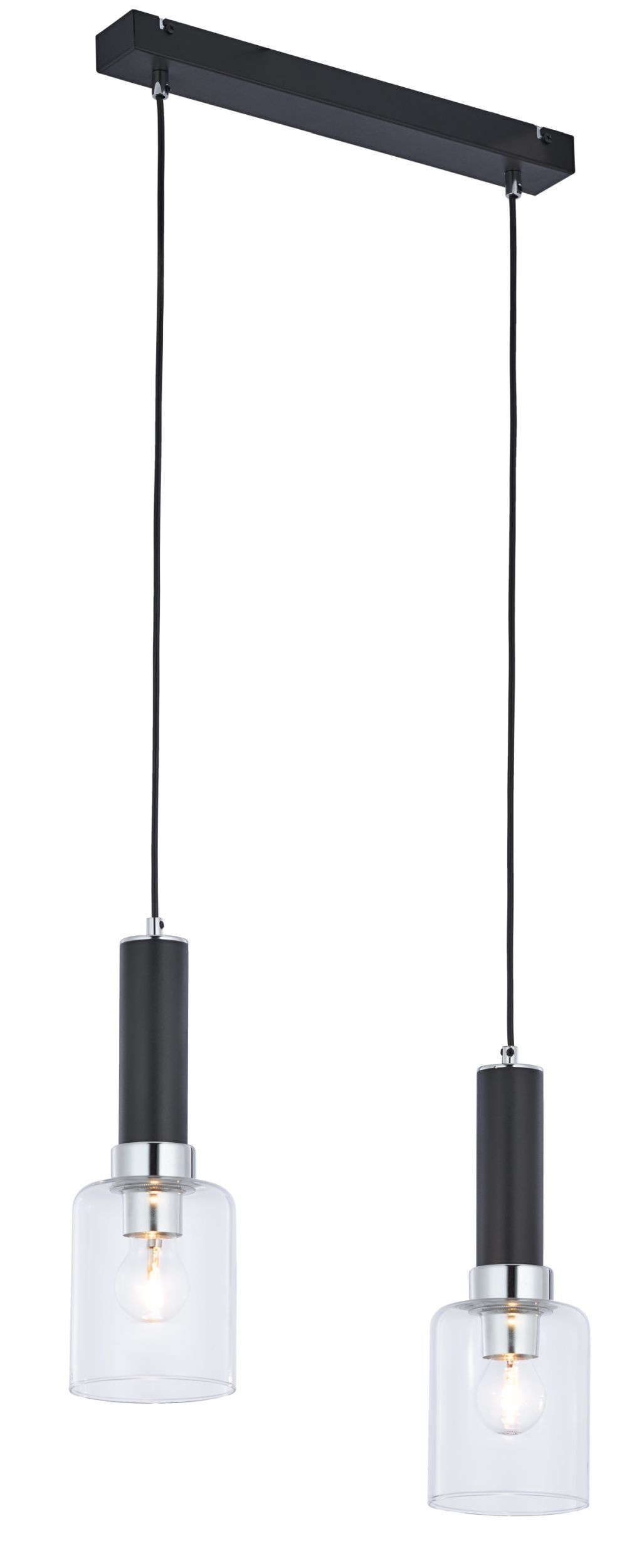 Longue lampe à suspendre métal verre L:44cm réglable