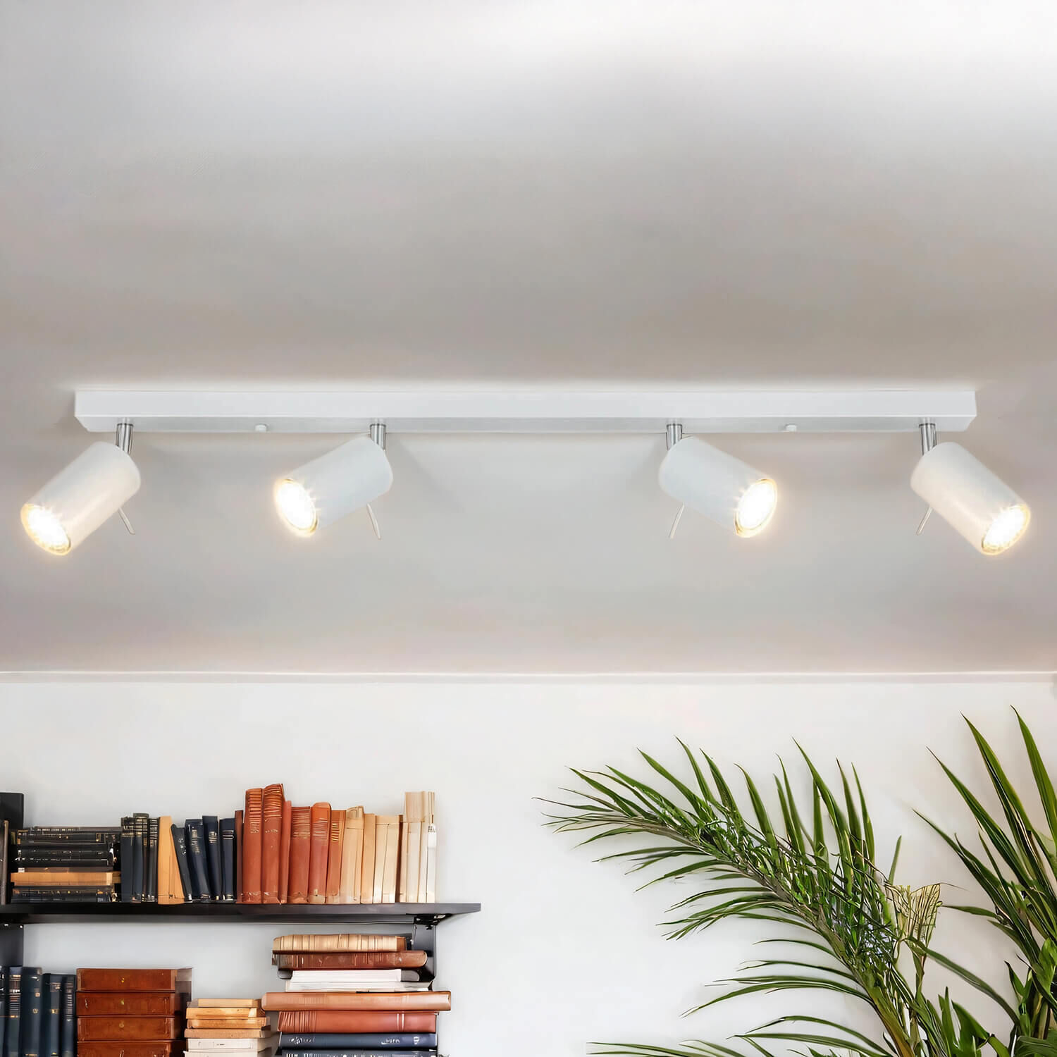 Deckenstrahler Metall 4-flammig 80 cm länglich GU10 Weiß Deckenleuchte, Mobiliar