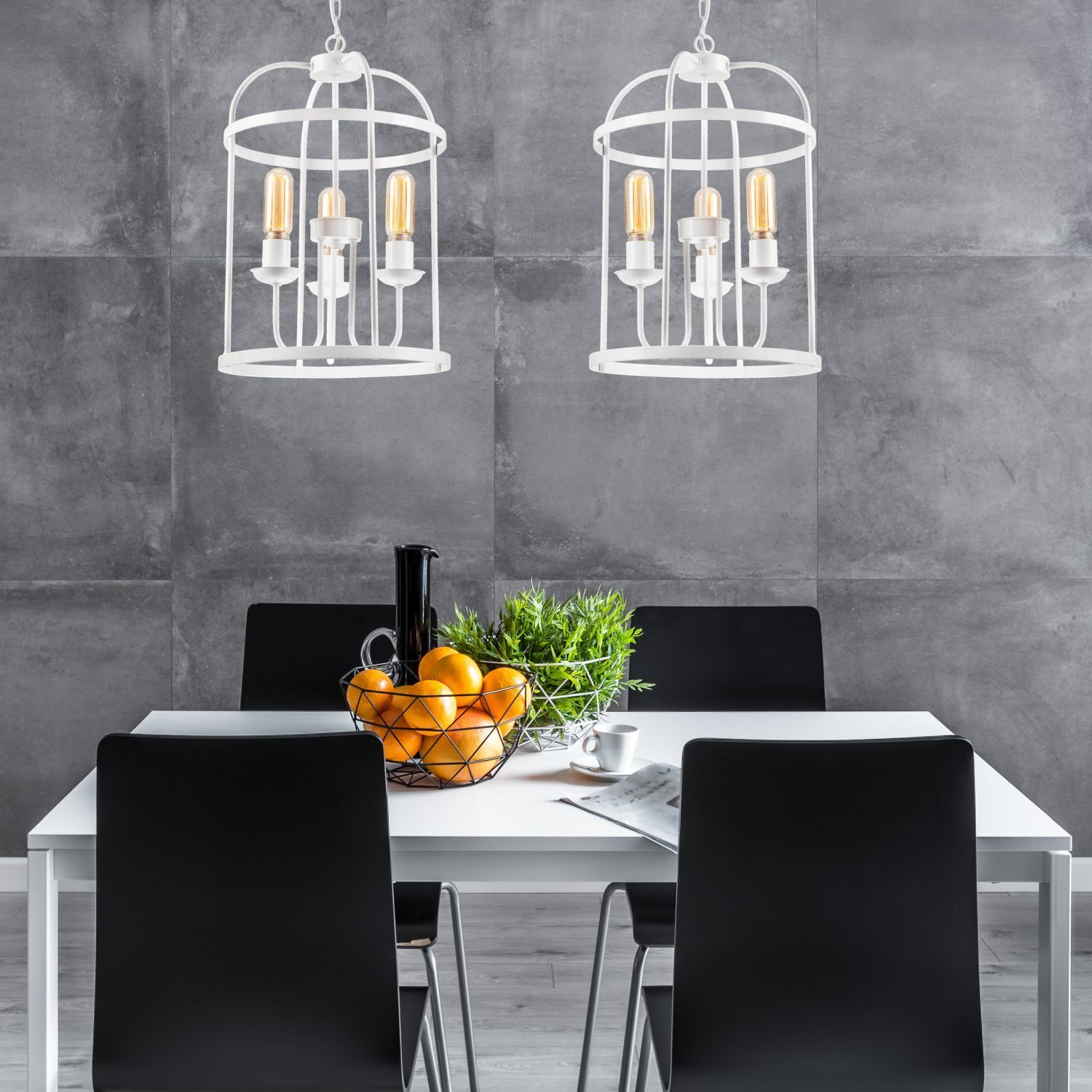 Lampe à suspendre métal blanc Ø 35,5 cm 3-flamme E27 Rustique