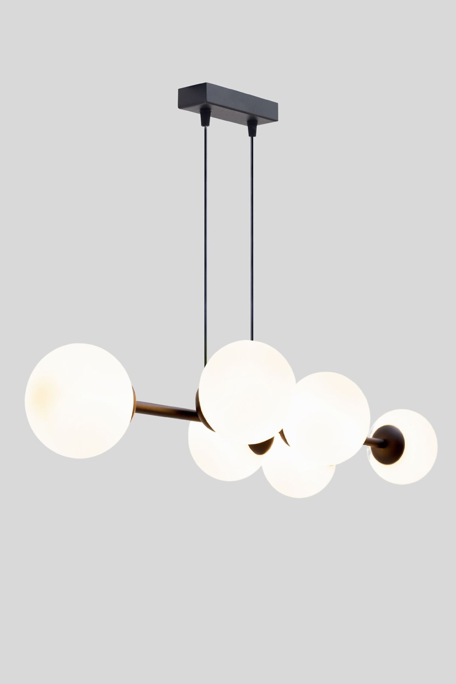 Lampe à suspendre anti-éblouissement verre métal 100 cm long E27 noir
