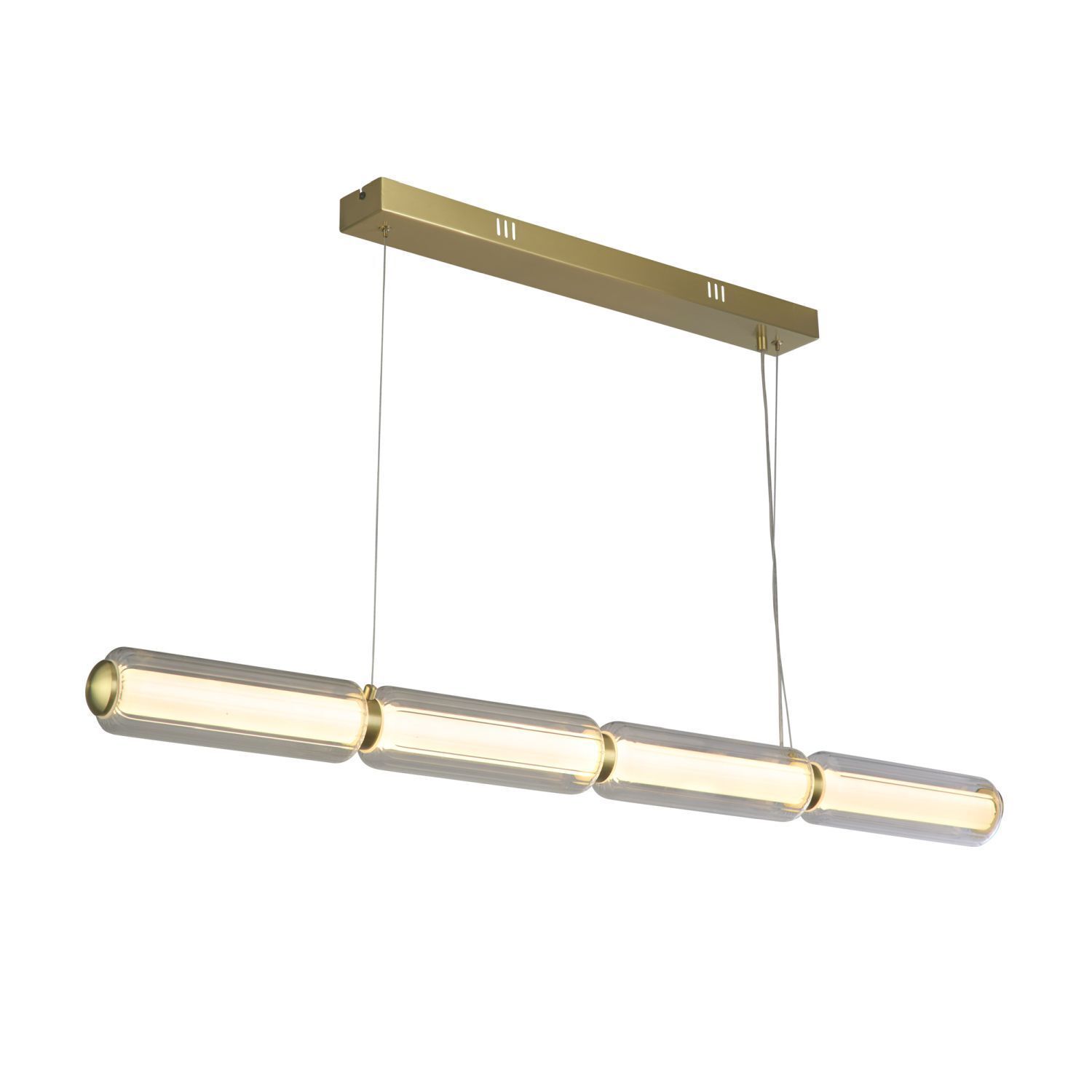 Lange LED Pendelleuchte Glas Metall 109 cm warmweiß Hängeleuchte, Glühbirnen-Lampe, LED-Lampe, Bar-Leuchte, Industrie-Design