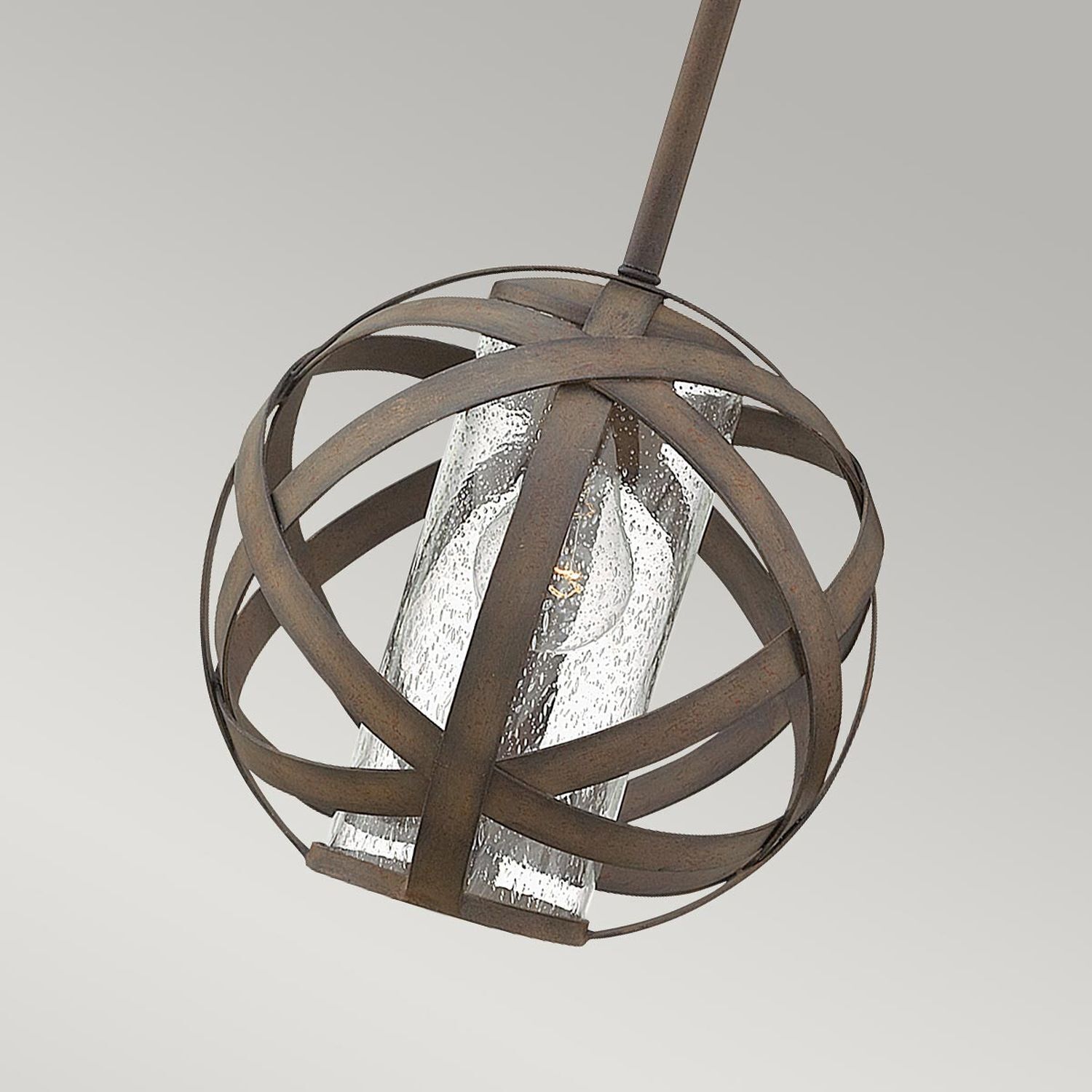 Industrie-Lampe, Pendelleuchte, Metall, Ringe, Glas