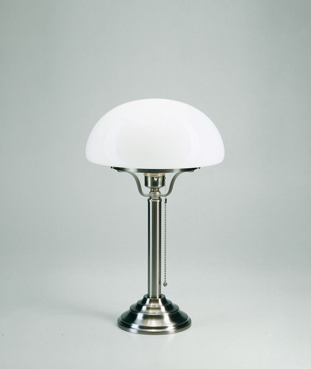 Lampe champignon laiton verre anti-éblouissant E27 43 cm en nickel