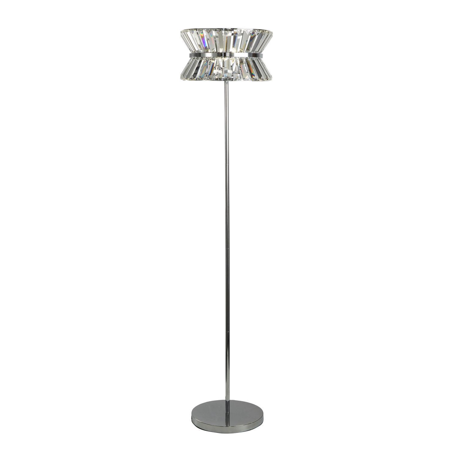 Lampadaire cristal 150 cm petit Art Déco chrome clair