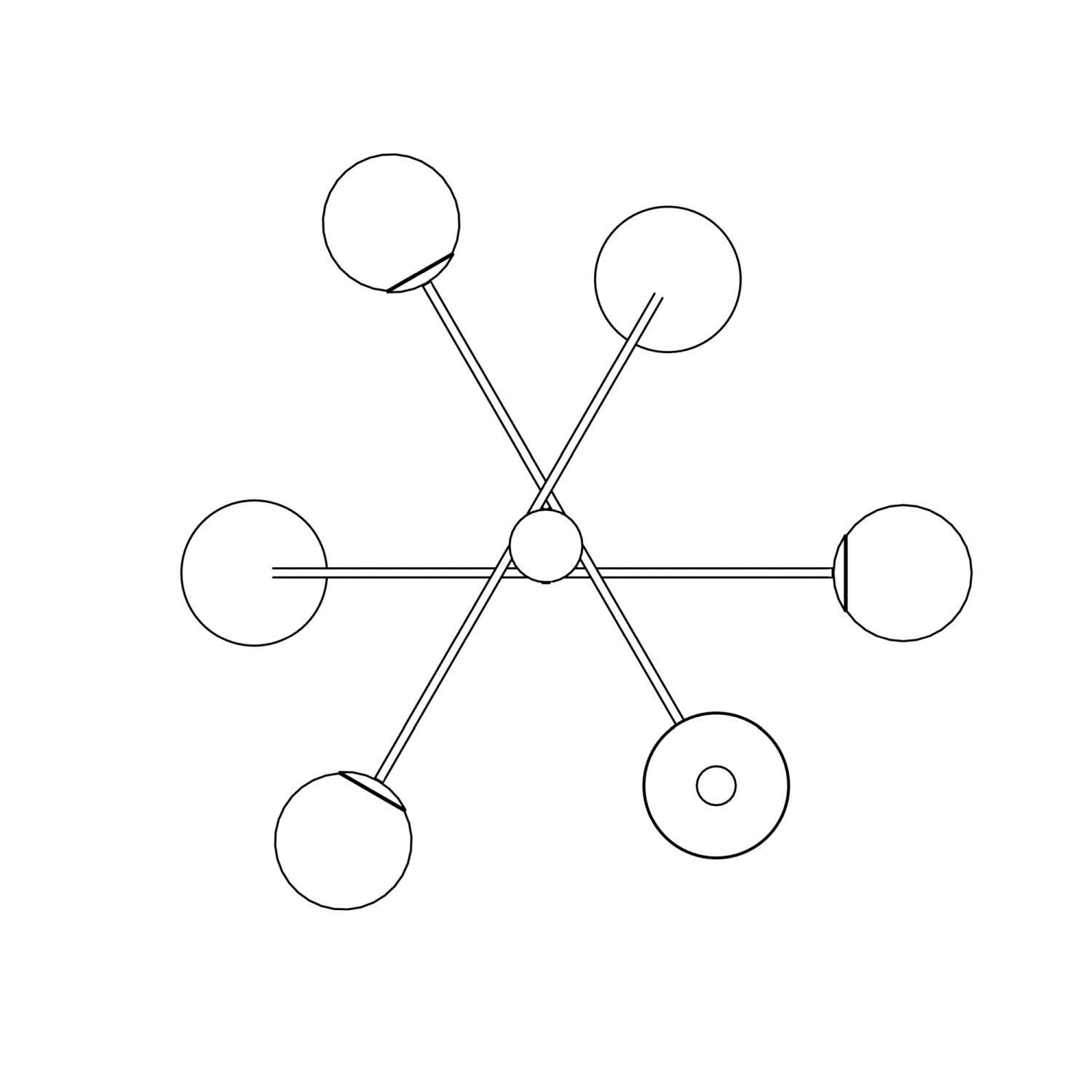 Atomenmodell, Molekül, Wissenschaftliche Diagramm, Ball-and-Stick, zentraler Atomsymbol