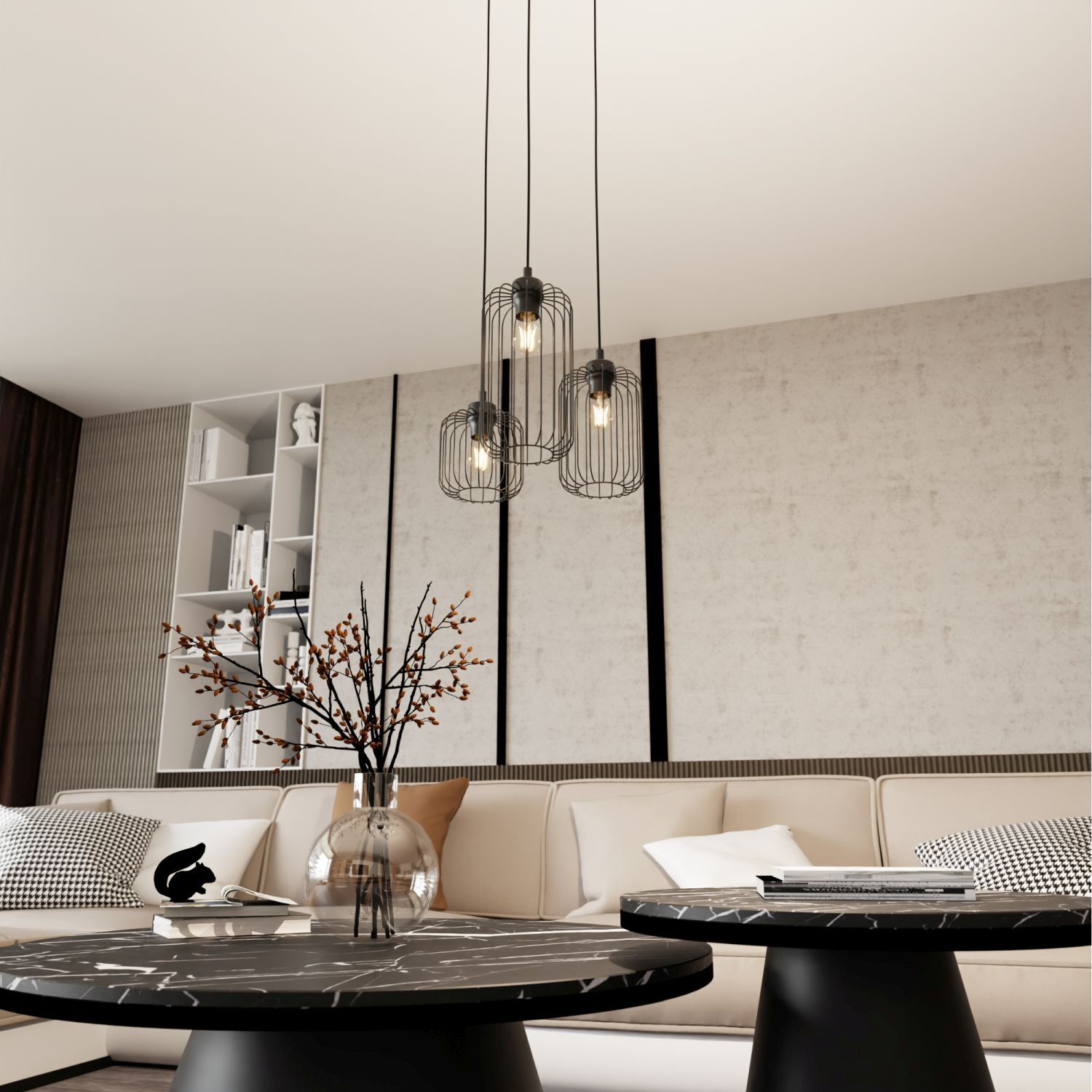 Suspension décorative métal noir E27 L:30 cm