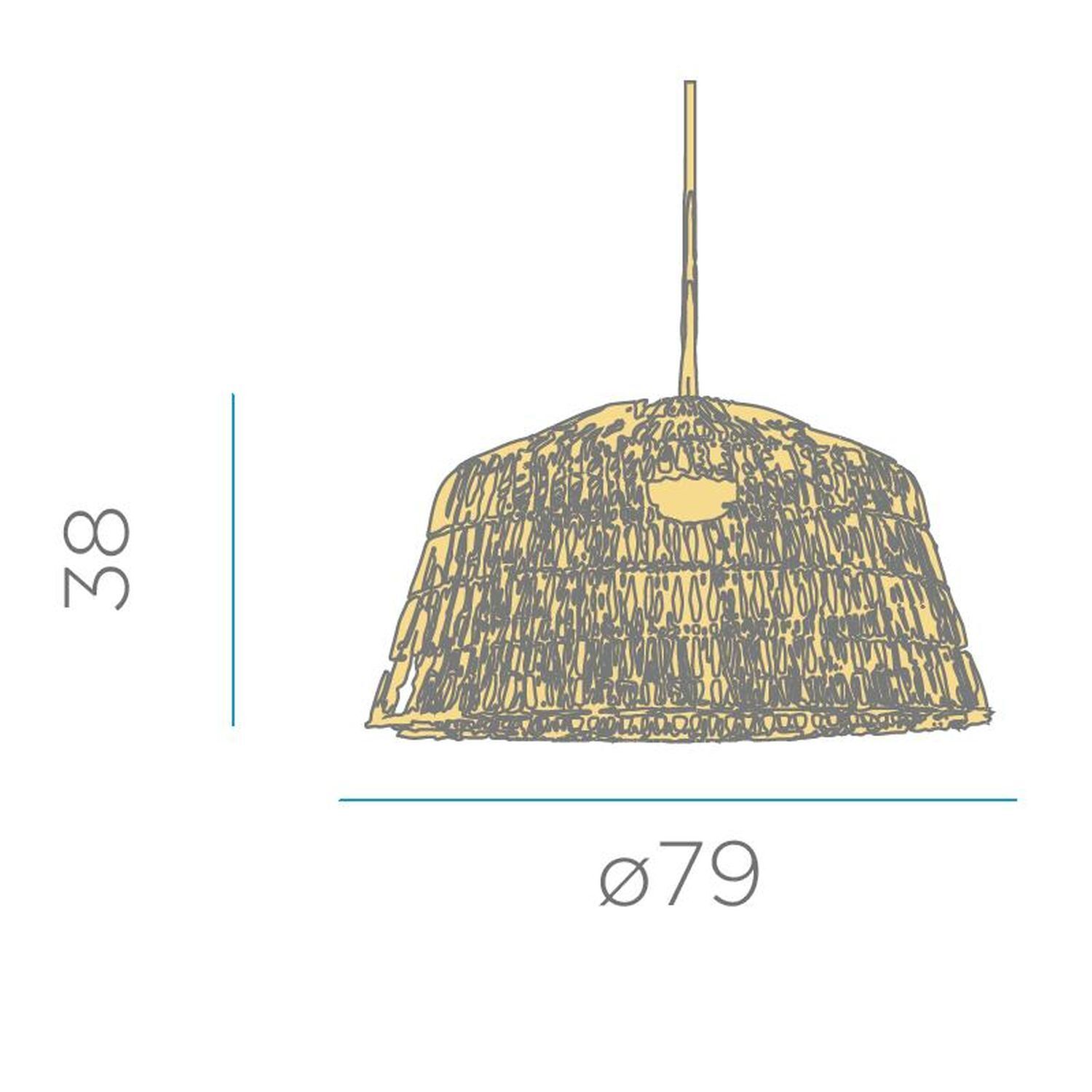 Suspension rotin E27 grand Ø 79 cm rond en naturel Boho