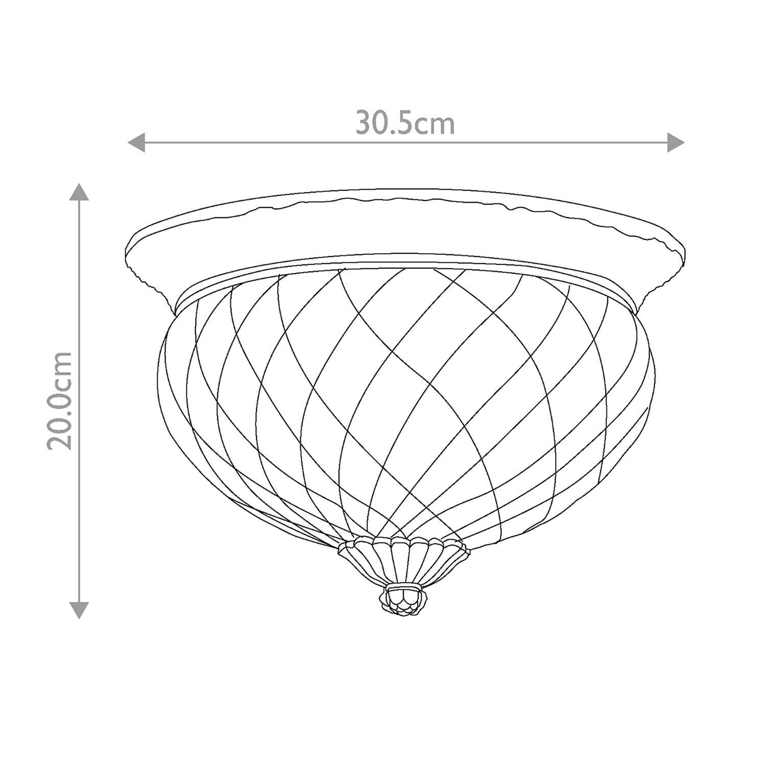 Plafonnier rond D : 30,5 cm laiton verre 2x E27