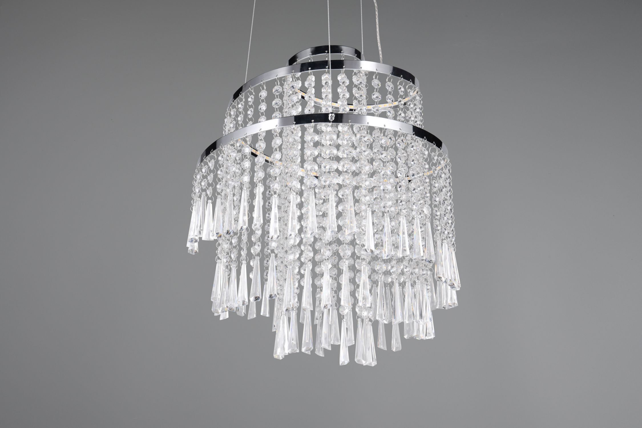 Lampe LED à suspendre avec télécommande à intensité variable Chrome Acrylique Leuchter, Lampe