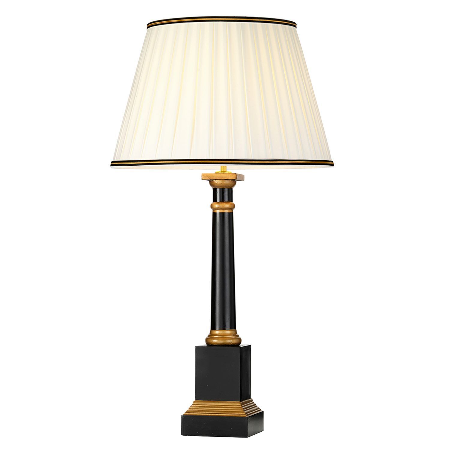 Lampe de table Noir Crème E27 55 cm Bois Tissu Classique