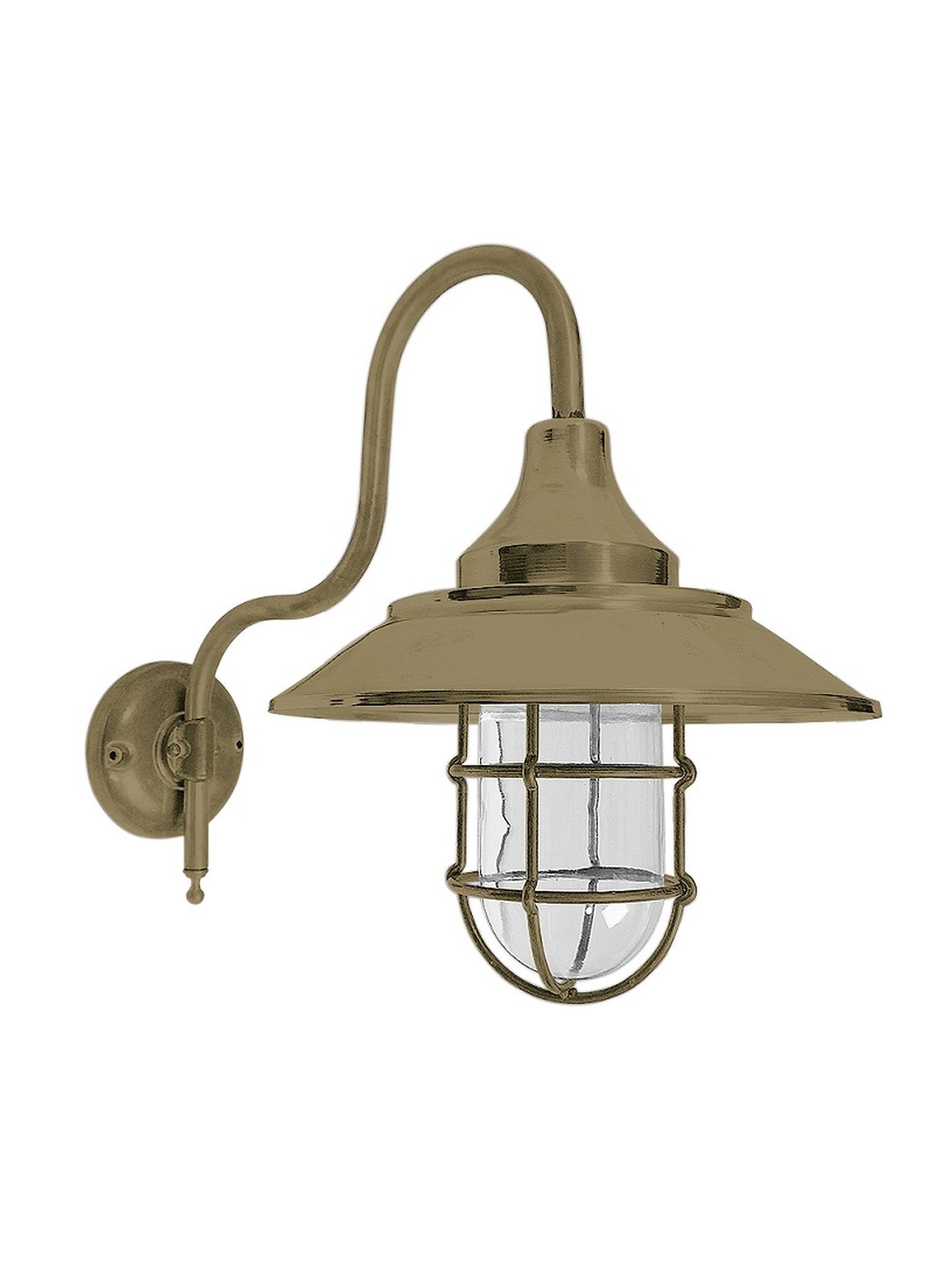 Lampe d'extérieur murale laiton véritable verre H : 44 cm IP44 E27
