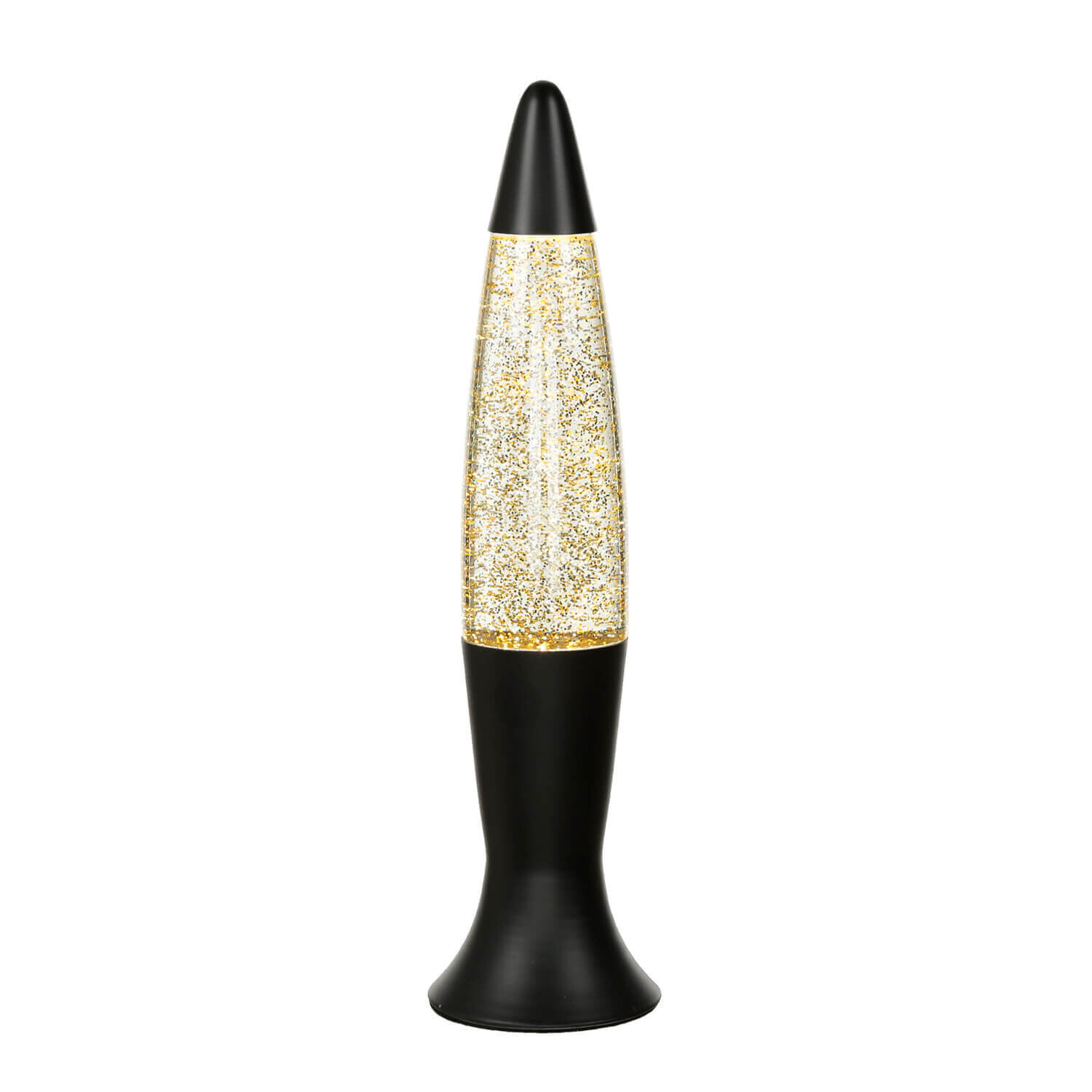 Lampe à Lave Noir Or Paillettes 40 cm Rétro ROXY