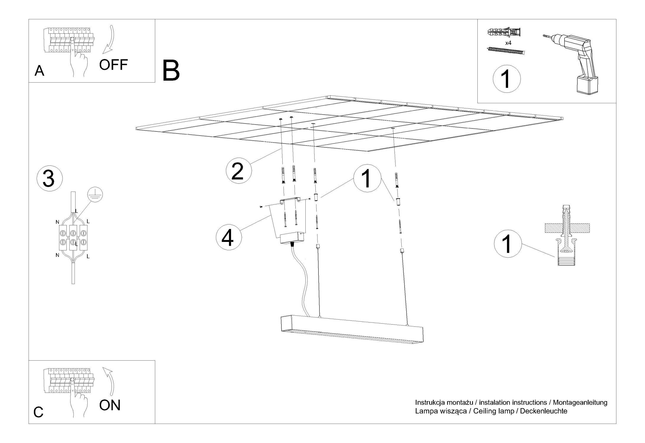 Suspension LED allongée 118 cm métal 3000 K blanc