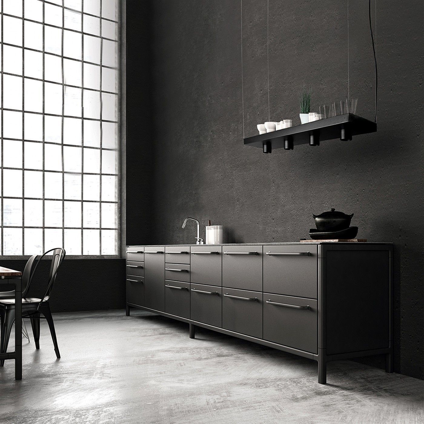 Hängelampe Schwarz Metall Plant Innenarchitektur, Fußboden, Mobiliar, Anrichte, Wasserhahn für Waschbecken