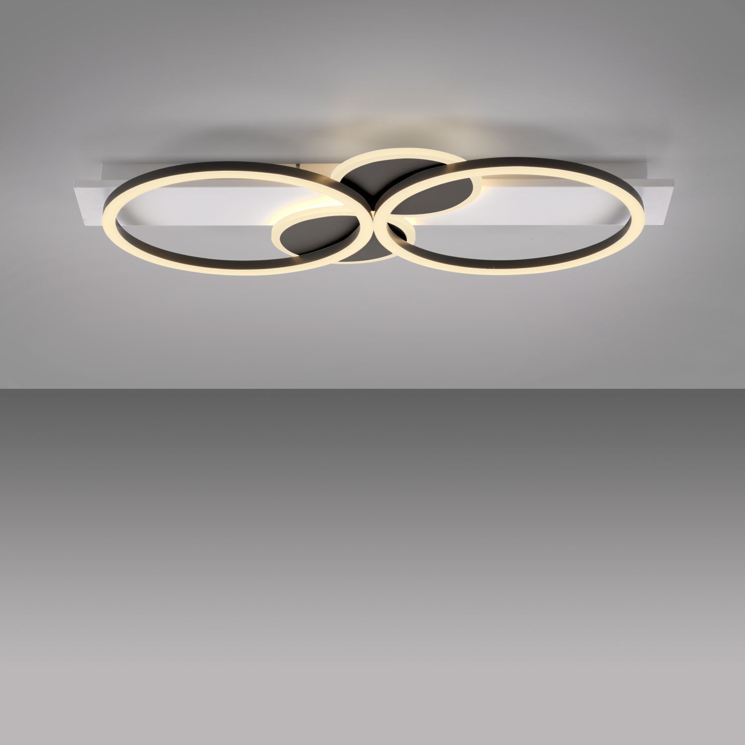 Lampe de plafonnier LED bois métal blanc noir 72 cm 25 W