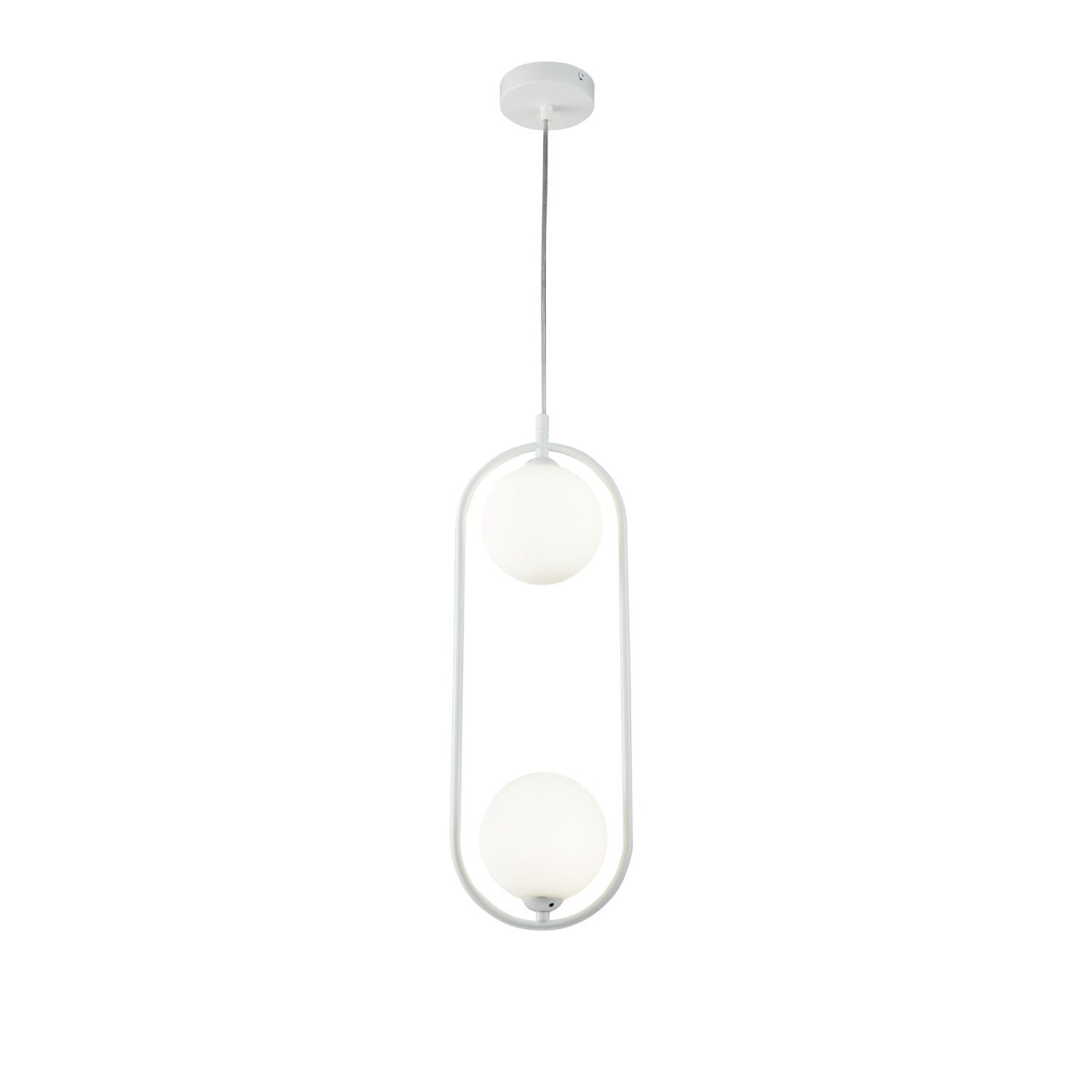 Suspension métal verre G9 H : max. 204 cm Blanc Moderne