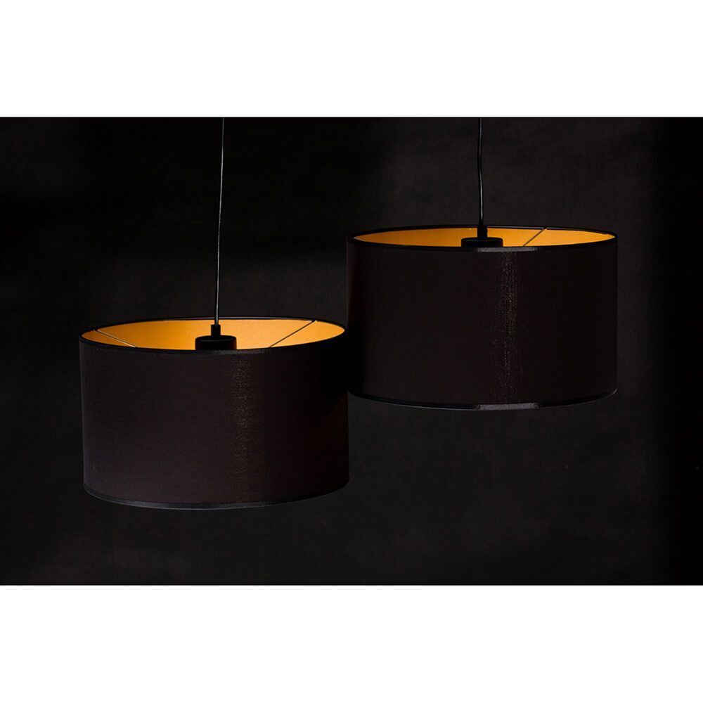 Suspension réglable noir or 2 flammes tissu